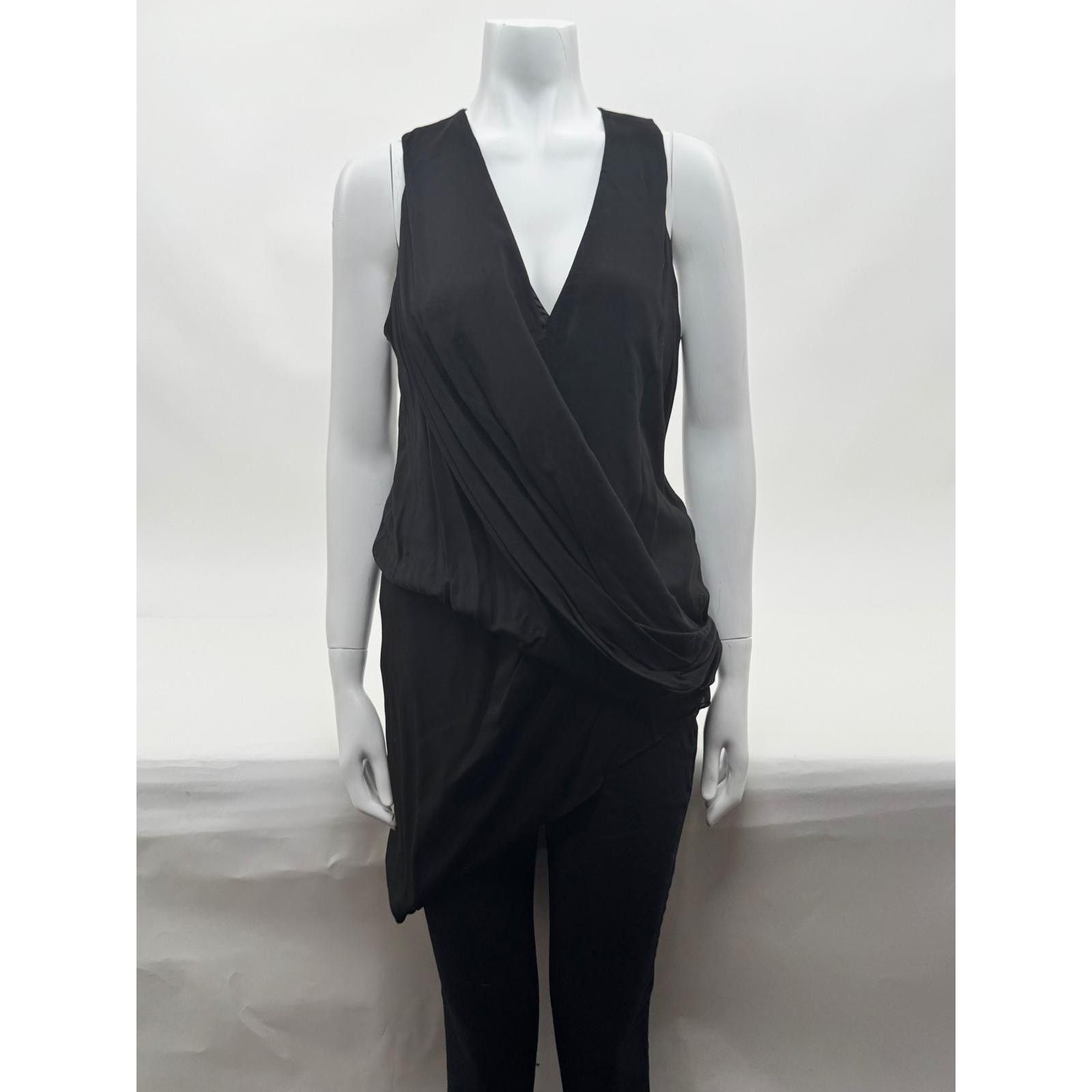 Helmut Lang Helmut Lang NWT Black Soft Drape Overlap Blouse Size L Size L / US 10 / IT 46 - 1 Thumbnail