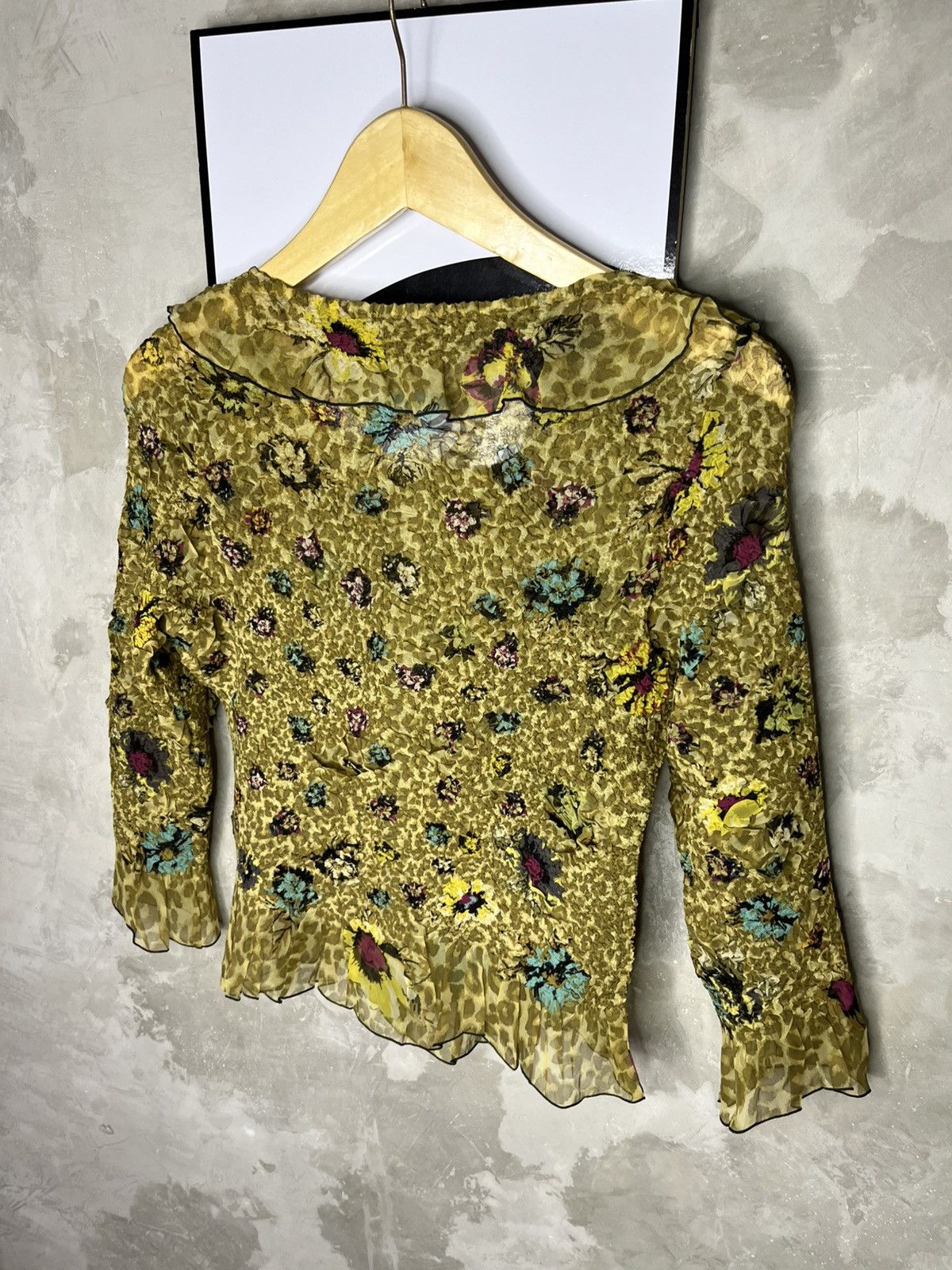 Pleats Please Issey Miyake Yuki Torii International Crinkle Floral Sheer Blouse Size M / US 6-8 / IT 42-44 - 5 Thumbnail