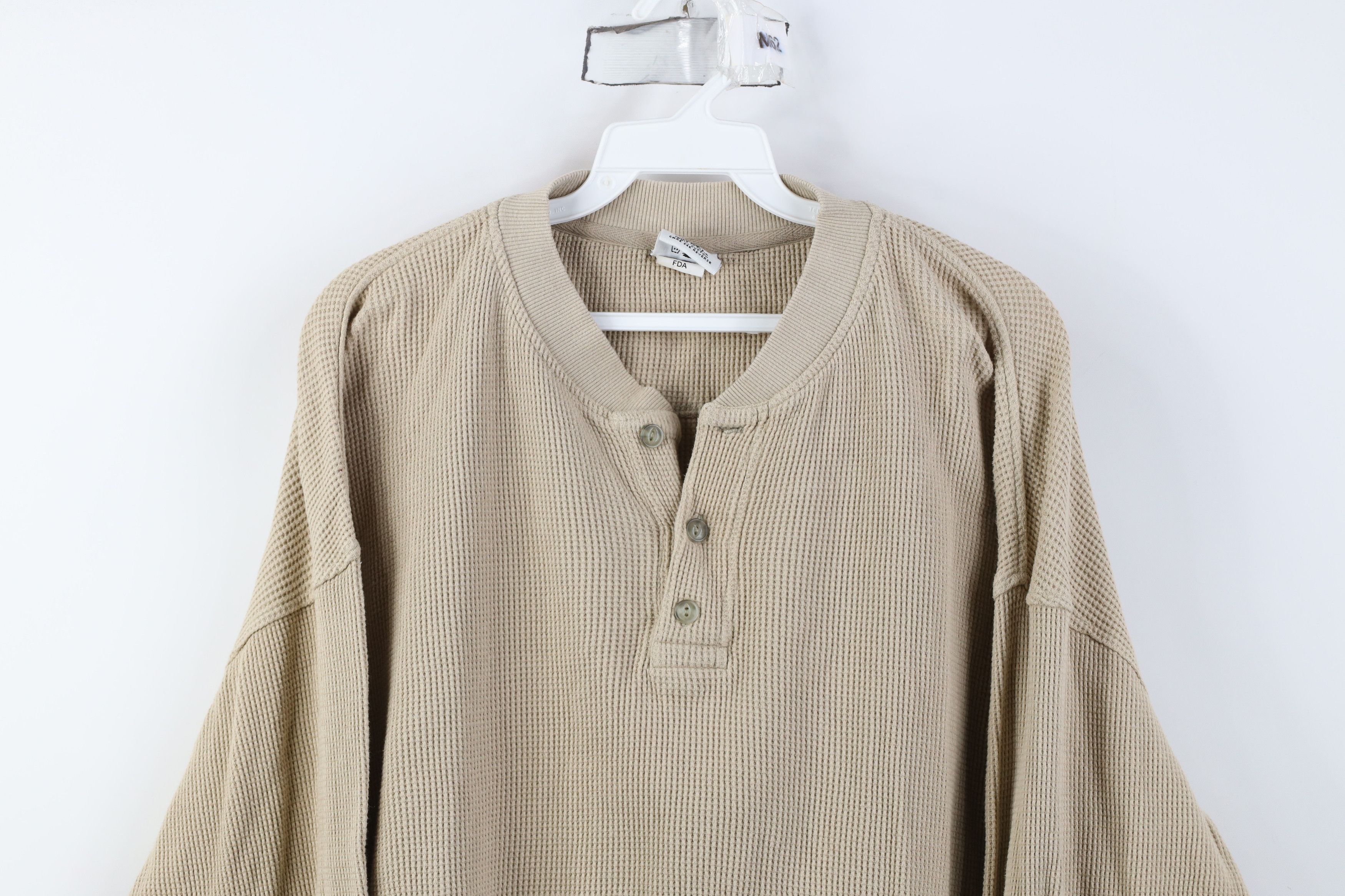 Cabelas Vintage 90s Cabelas Waffle Knit Long Sleeve Henley T-Shirt Size US XL / EU 56 / 4 - 2 Thumbnail