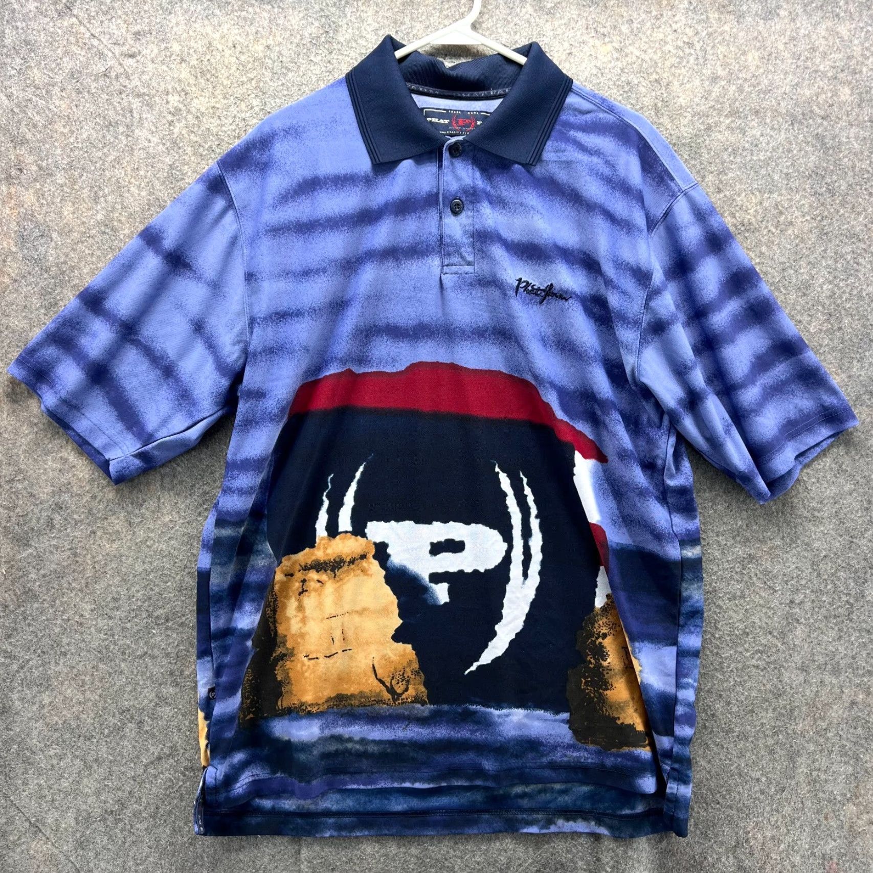 Phat Farm Phat Farm Polo Shirt Mens Large AOP Blue Graphic Print Golf 90s Polo Shirt Mens L Blue 90s Size US L / EU 52-54 / 3 - 2 Thumbnail