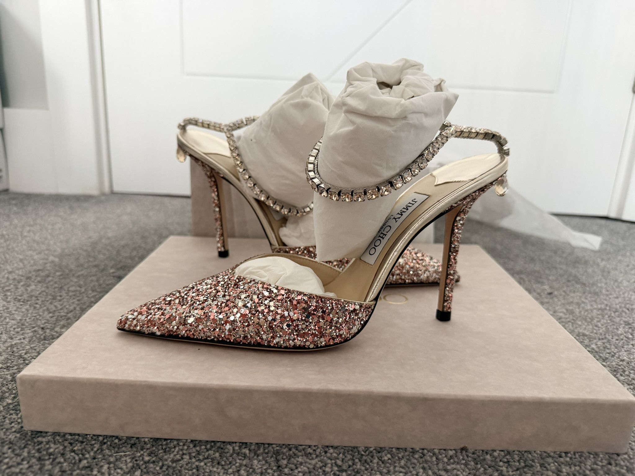 Jimmy Choo Jimmy Choo Saeda 38 Bao Rose Mix Crystal Honey Size US 8 / IT 38 - 1 Thumbnail