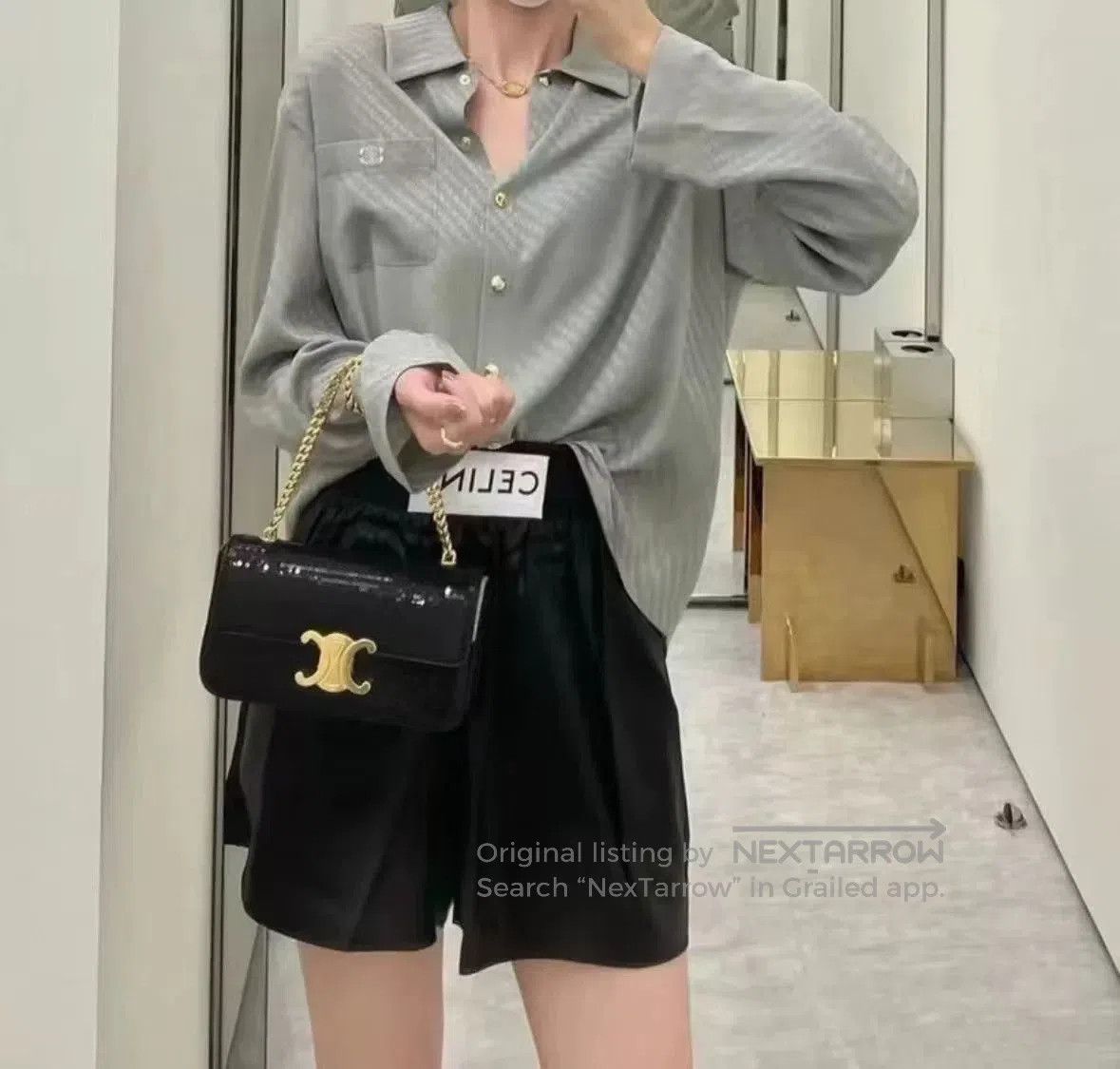 Celine CELINE Silk Embroidered Logo Shorts. Size 35" - 7 Thumbnail