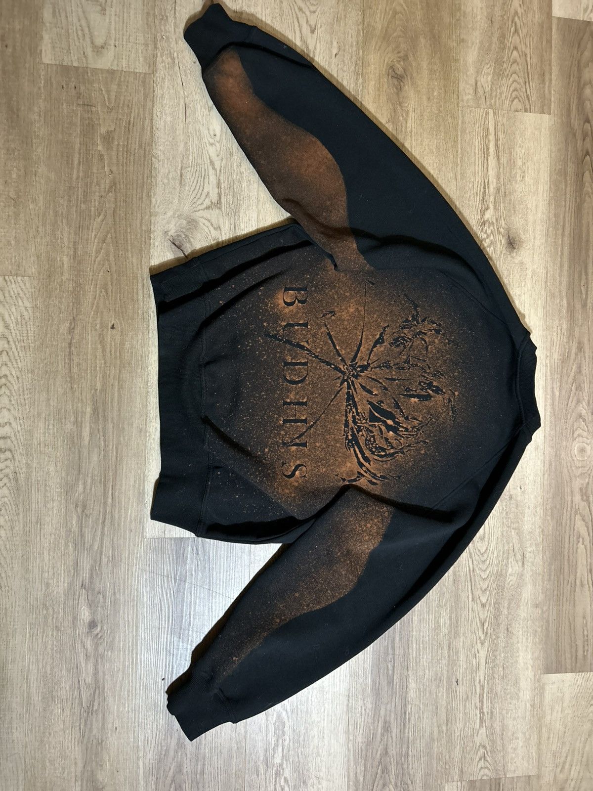Other BUDHIS Hand-Distressed Black Crewneck – Botanical Bleach Dye Size US M / EU 48-50 / 2 - 7 Thumbnail