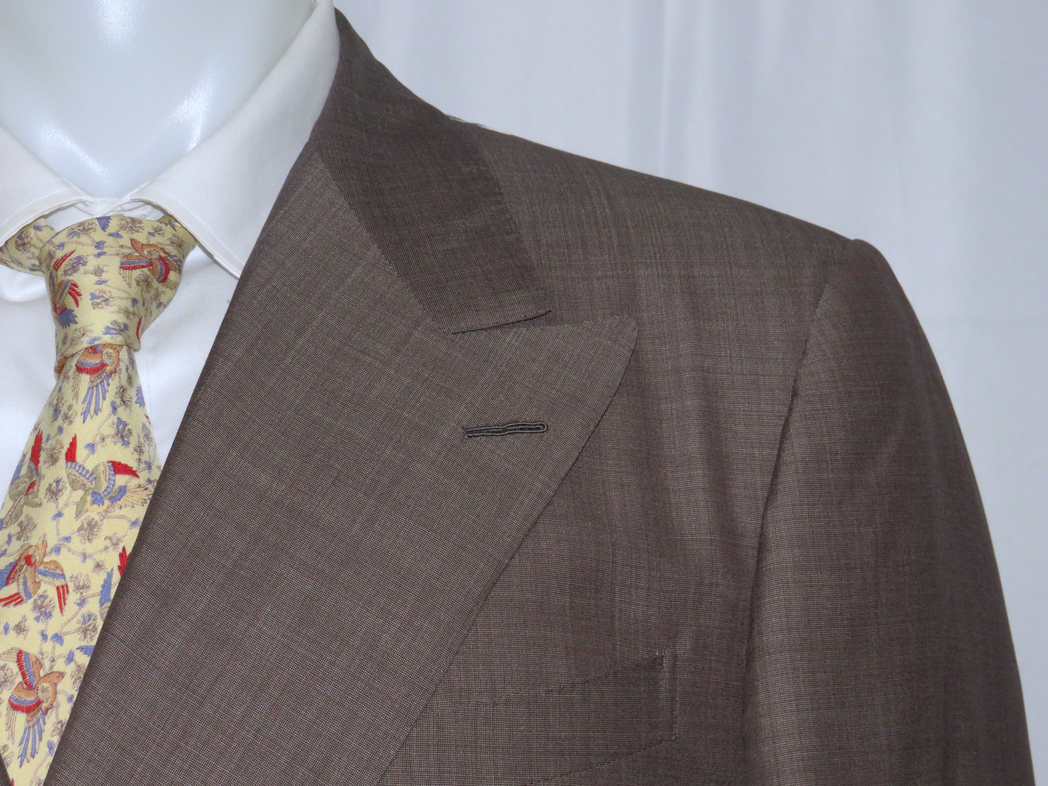 Caruso Brown Tic Pattern Silk Blend Double Breasted Suit 48R NWT Size 48R - 6 Thumbnail