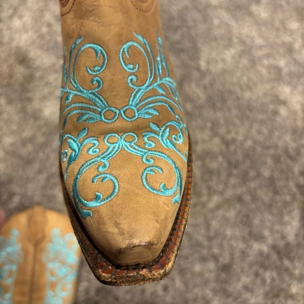 Corral Corral Tan Boots with Turquoise Embroidery Size US 8 / IT 38 - 6 Thumbnail