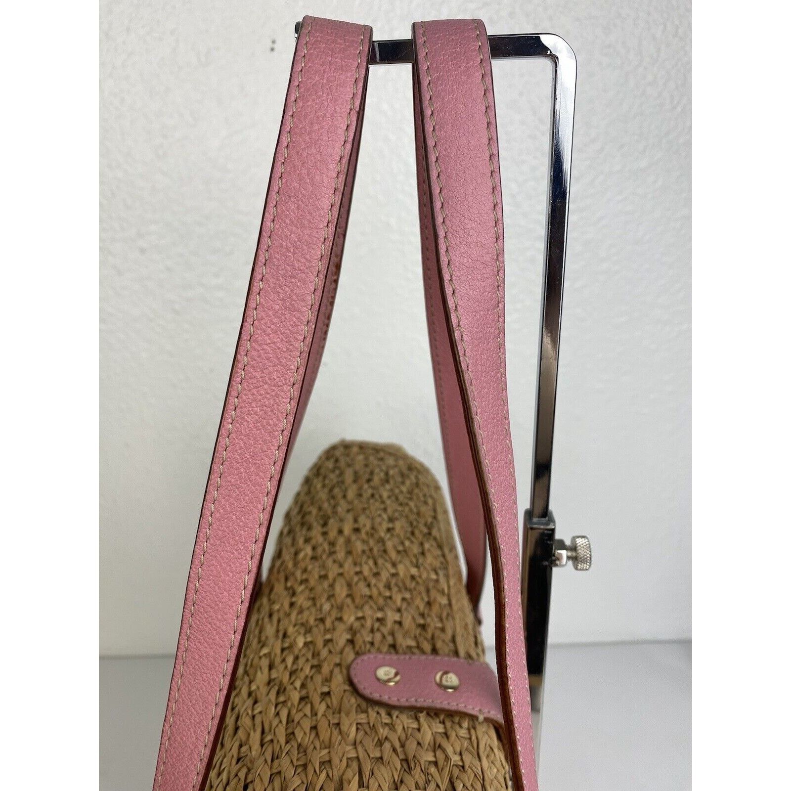 Kate Spade Kate Spade Straw Picnic Wine Bag Purse Basket Pink Leather Size ONE SIZE - 8 Thumbnail