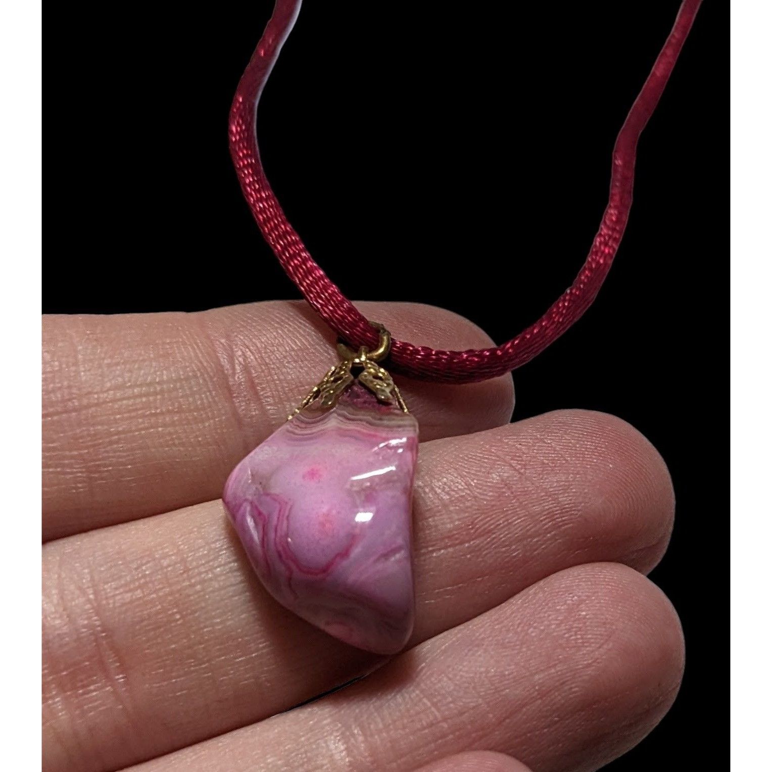 Other Dyed Pink Natural Agate Pendant Necklace Size ONE SIZE - 3 Thumbnail