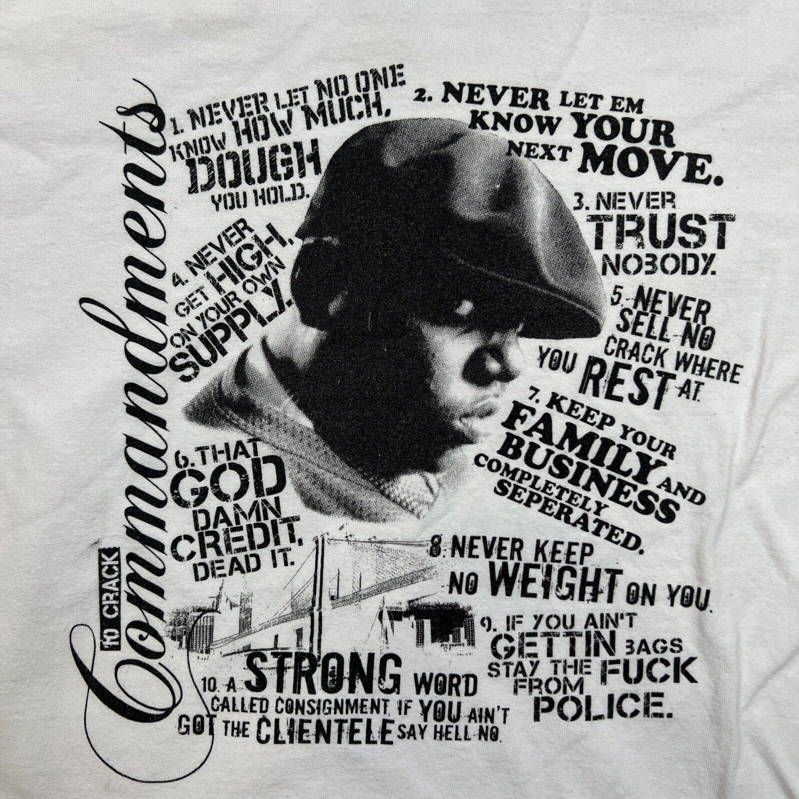 Rap Tees × Vintage Vintage 2009 Notorious BIG Shirt Commandments Biggie Rap Tee Size US XL / EU 56 / 4 - 3 Thumbnail