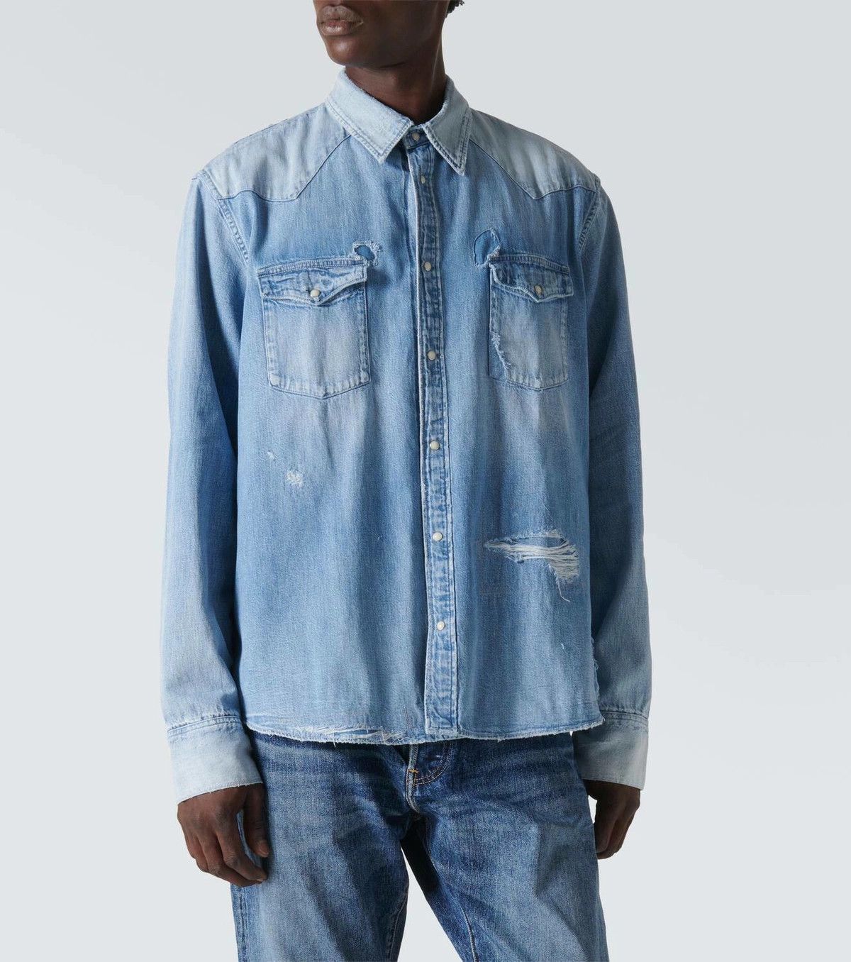 Visvim VISVIM 24SS Social Sculpture Distressed Denim Shirt Size US XL / EU 56 / 4 - 2 Thumbnail