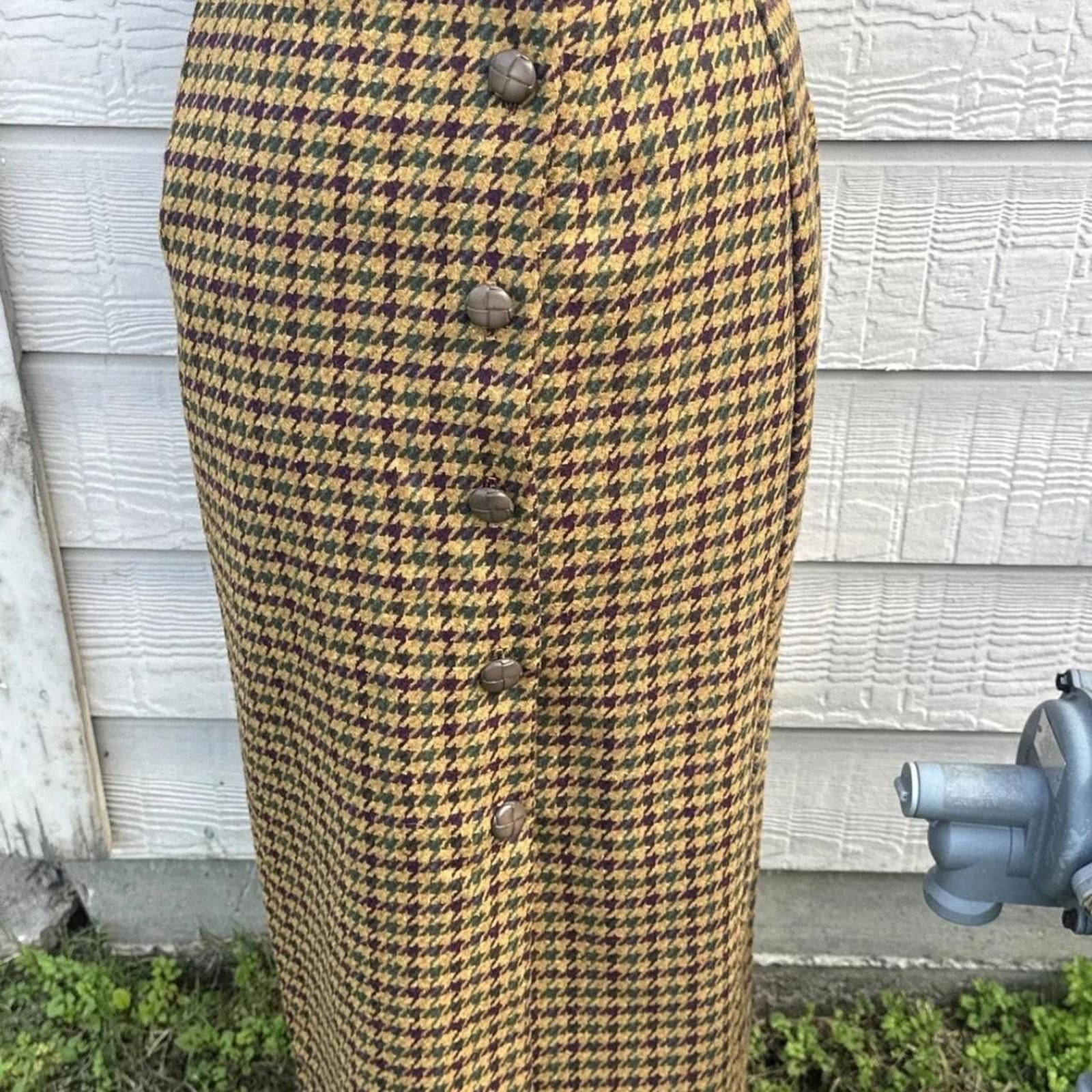 Other Retro yellow and purple plaid midi skirt #plaid vintage Size 28" / US 6 / IT 42 - 1 Thumbnail