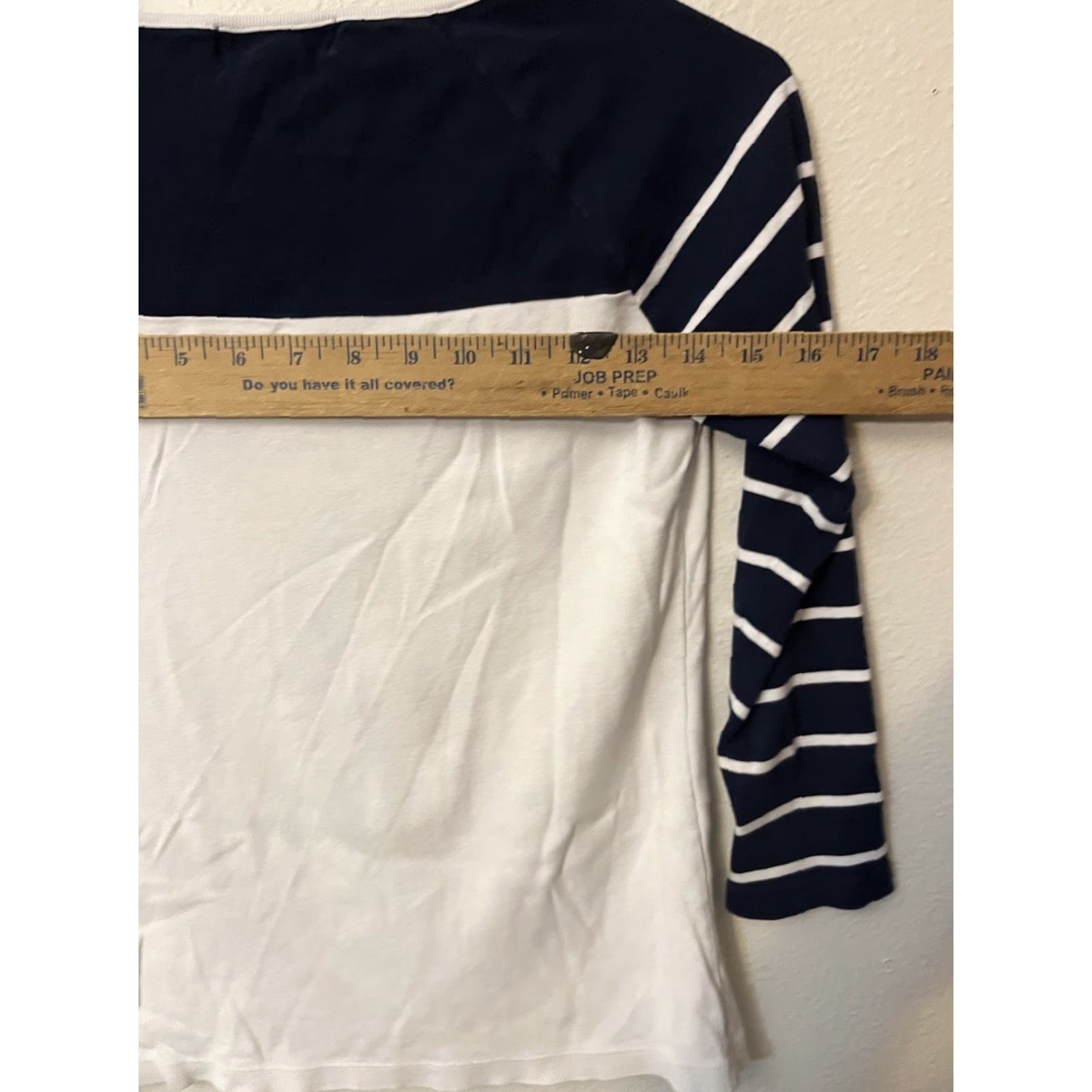Ralph Lauren Ralph Lauren Shirt Navy Blue & White PM Nautical Stripe 100% Cotton Boatneck Pullover Women PM Shirt, Nautical, 3/4 Sleeve, Knit, Vintage? No. Size M / US 6-8 / IT 42-44 - 4 Thumbnail