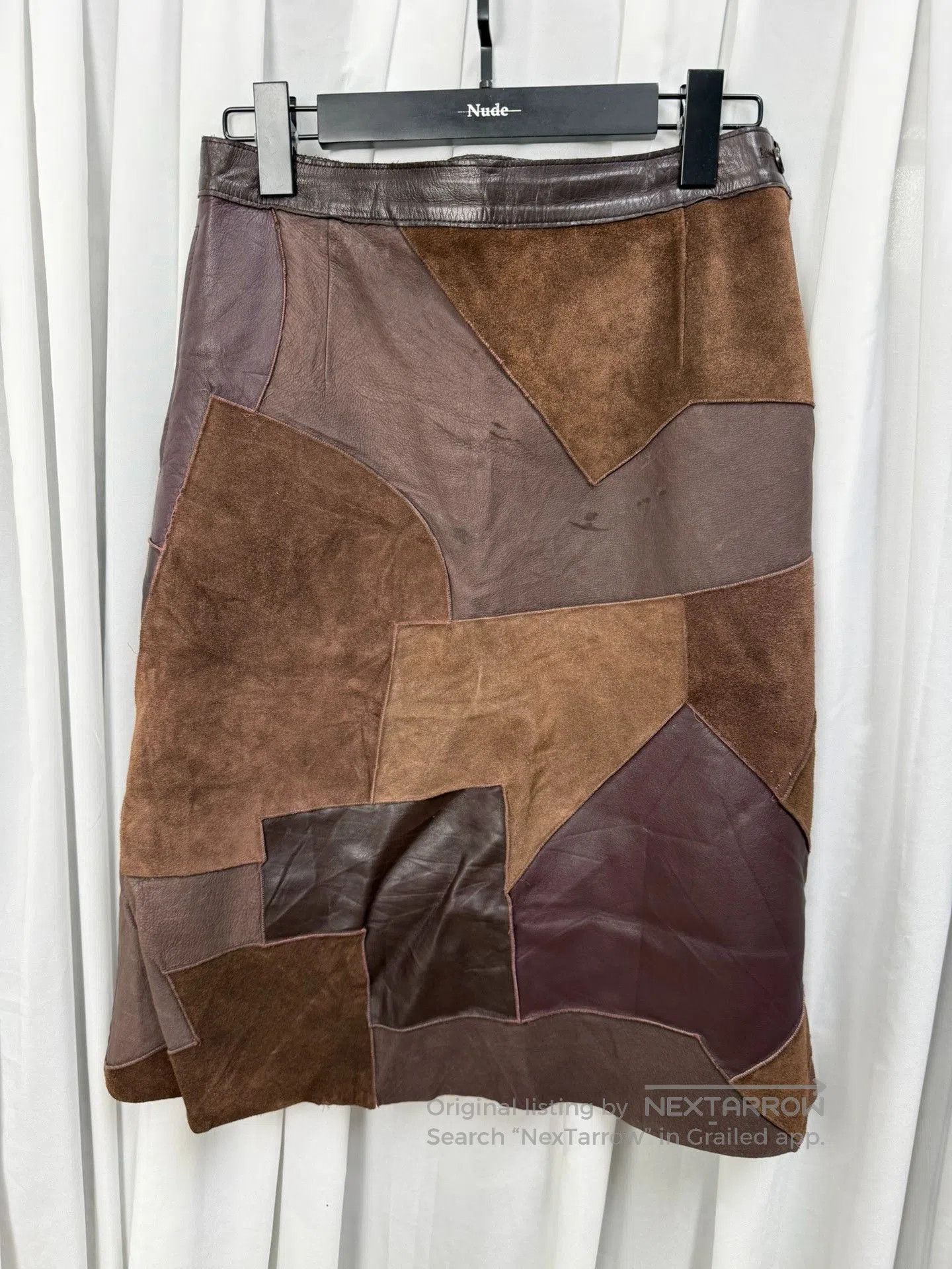 Comme des Garcons Comme des Garçons 02AW Leather Patchwork Skirt. Size 28" / US 6 / IT 42 - 1 Thumbnail