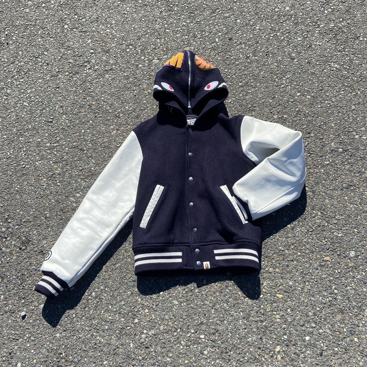 L neighborhood bape varsity jaket white Neighborhood varsity
