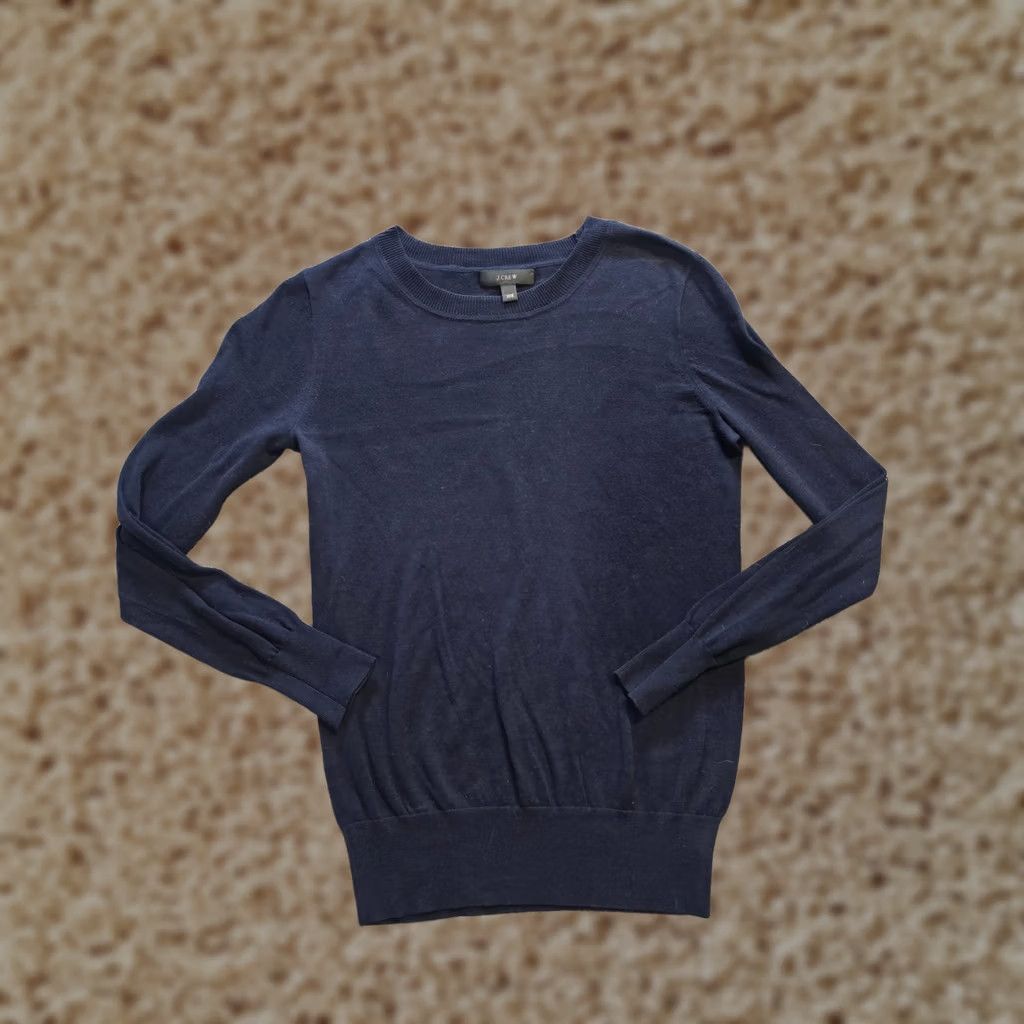 J.Crew J.CREW Sweater Women XXS Blue Lightweight Long Sleeve Round Neck Classic Capsule Small Knit Pullover Size XXS / US 00 / IT 34 - 1 Thumbnail
