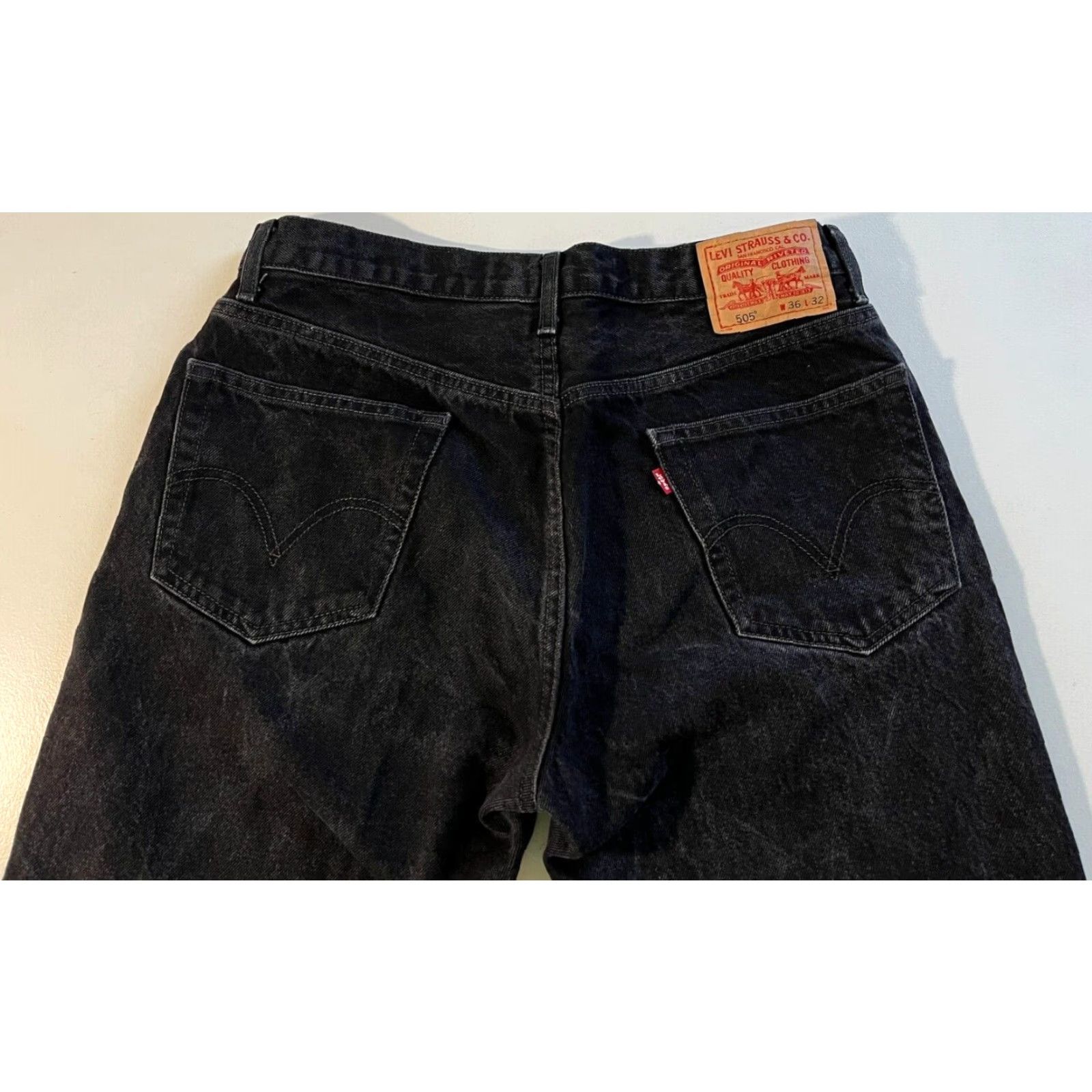 Levi's VINTAGE Levi's 505 Jeans Regular Fit Straight Night Black Mens 33x31 90s USA Denim Cotton Belt Loops Zip Size US 33 - 3 Thumbnail