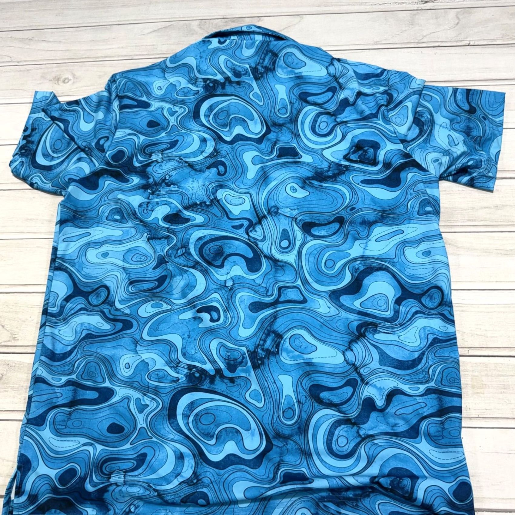 Vintage SCALES Polo Shirt Mens XL Blue Golf PGA National Resort Florida Geometric AOP Swirl Pattern Size US XL / EU 56 / 4 - 5 Thumbnail