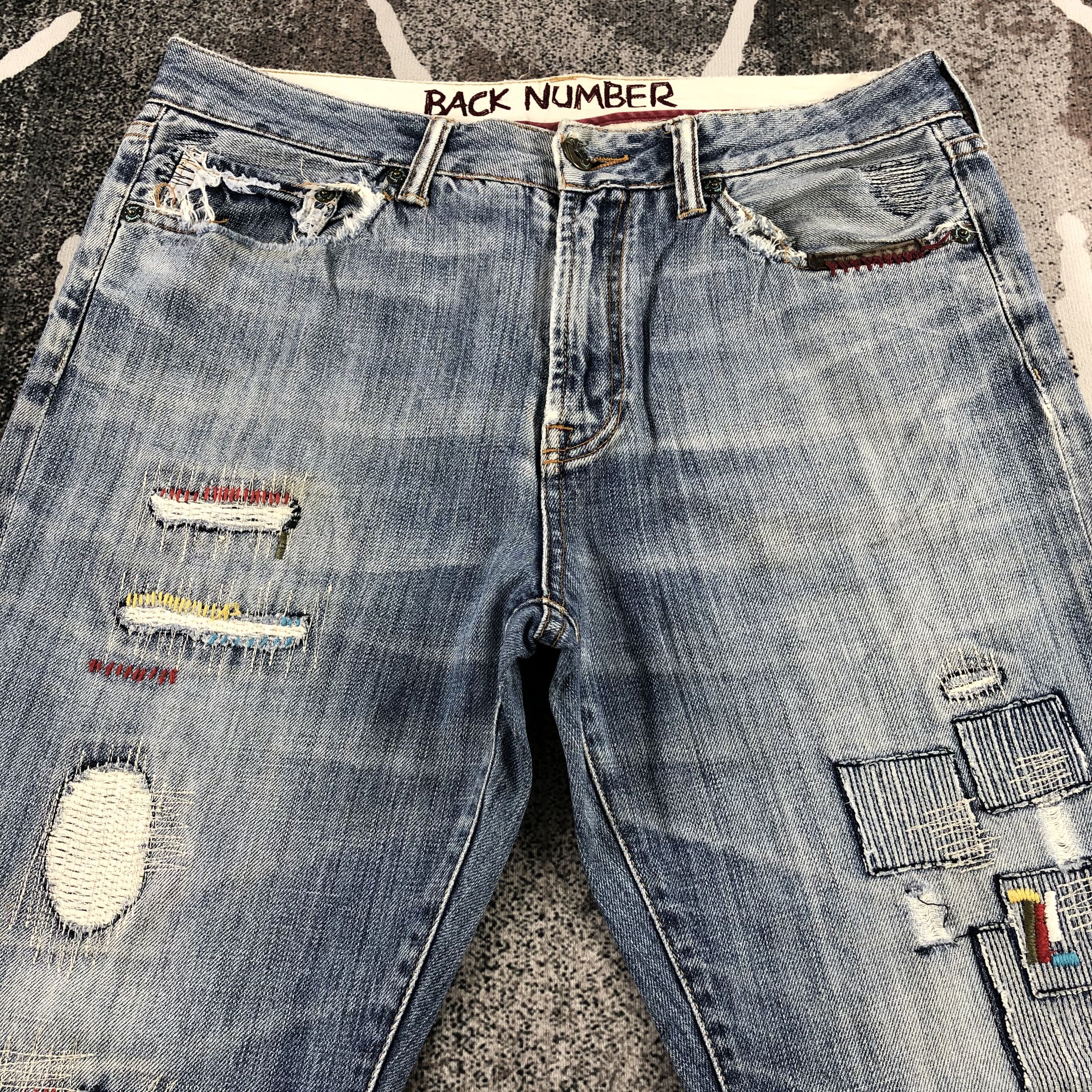 Japanese Brand Back Number Jeans Patchwork Cropped Denim KJ754 Size US 34 / EU 50 - 3 Thumbnail