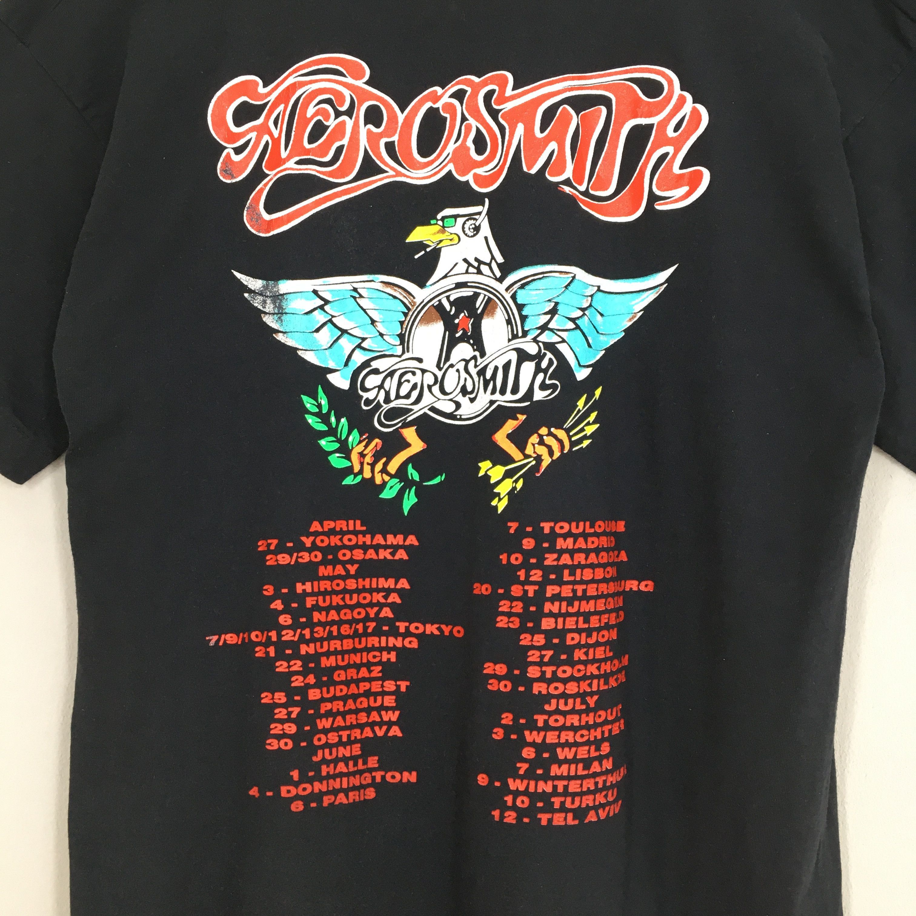 Aerosmith × Band Tees Vintage 90's Aerosmith Bon Jovi Aero Force One Tshirt Medium Size US M / EU 48-50 / 2 - 6 Thumbnail