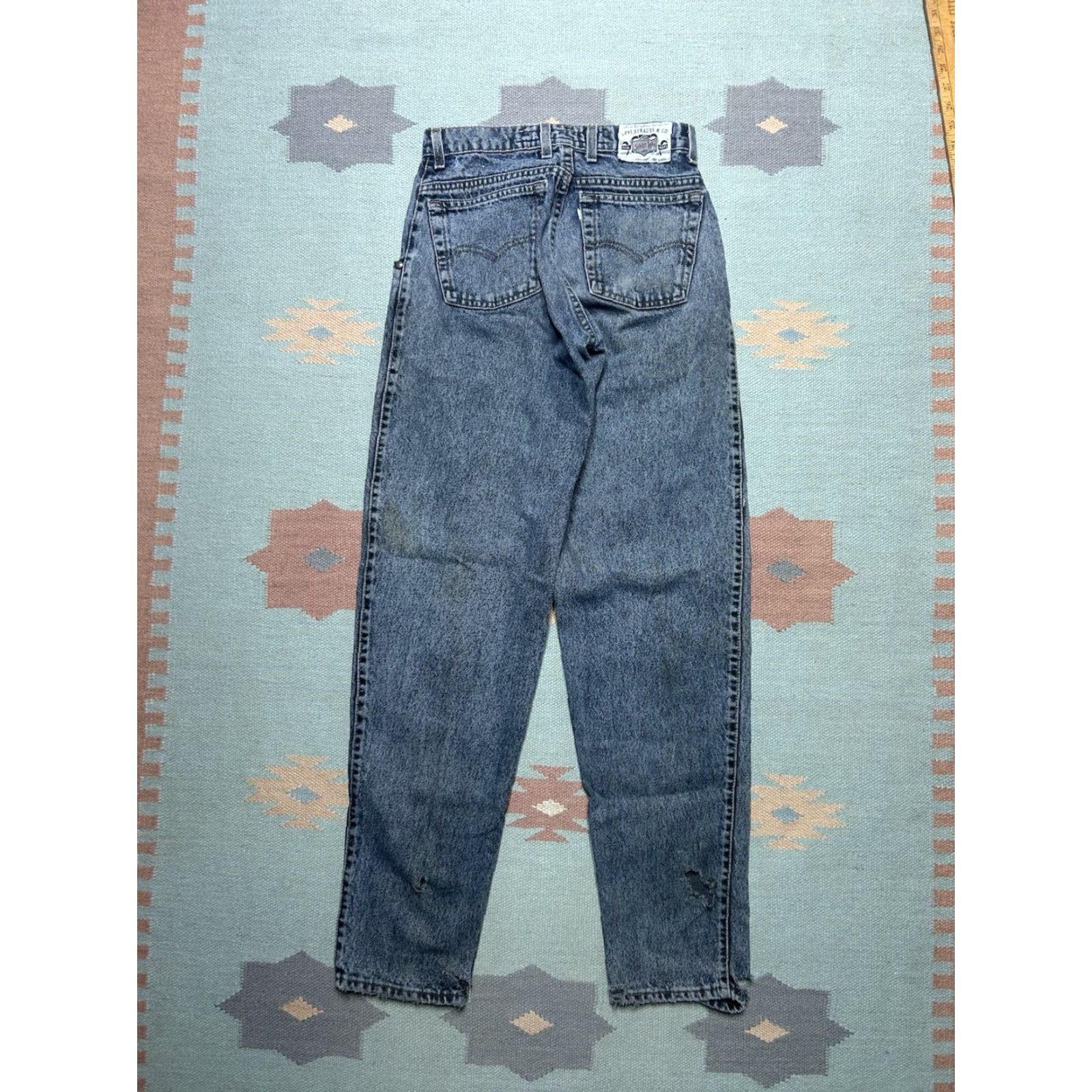Levi's VINTAGE Levi’s Silvertab Jeans Dark Wash Tapered Distressed USA 27x33 Jeans Men Blue 80s 90s Size US 27 - 7 Thumbnail