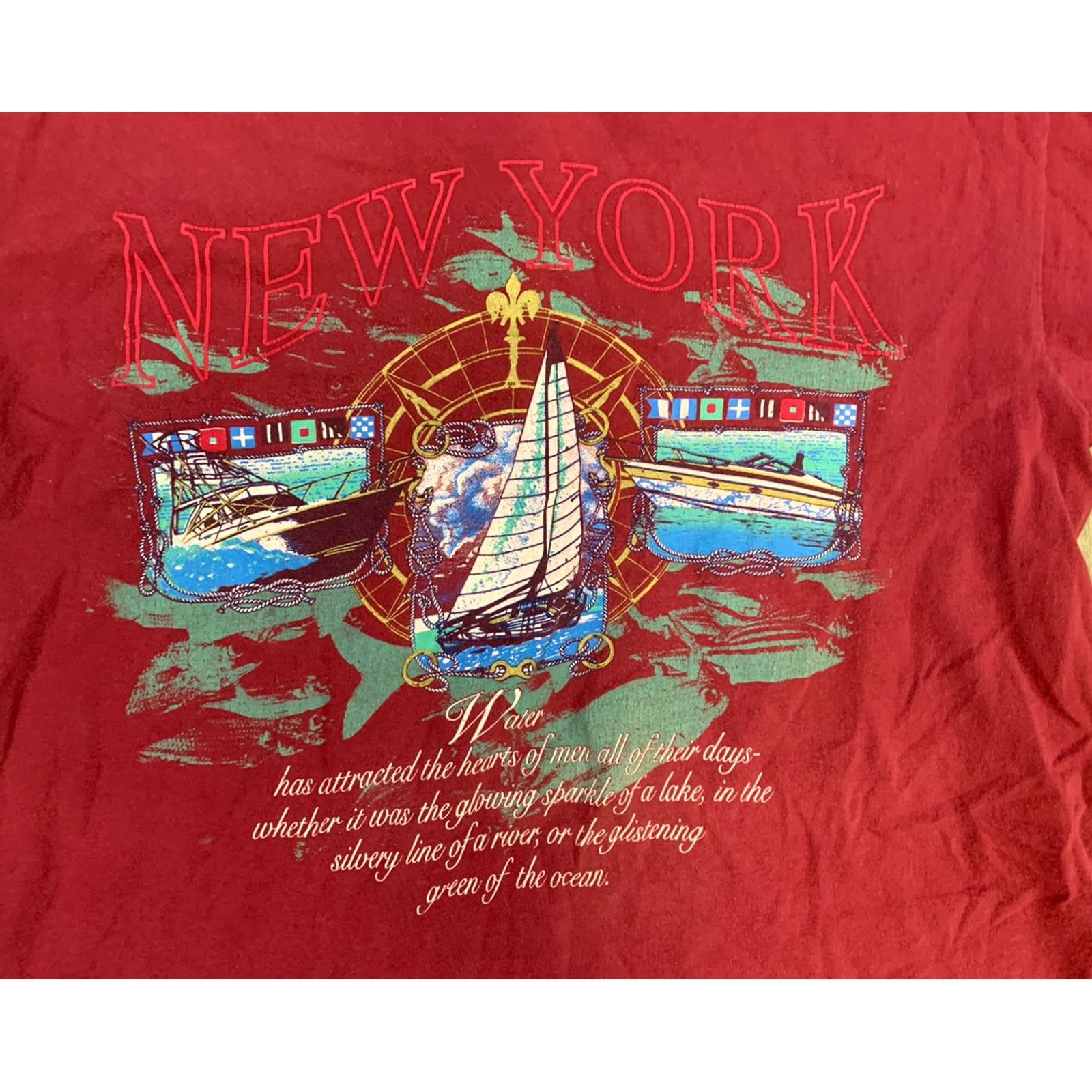 Fruit Of The Loom VINTAGE New York Souvenir Stitch T Shirt XL Maroon Fruit Of The Loom USA Made Mens Size US XL / EU 56 / 4 - 2 Thumbnail