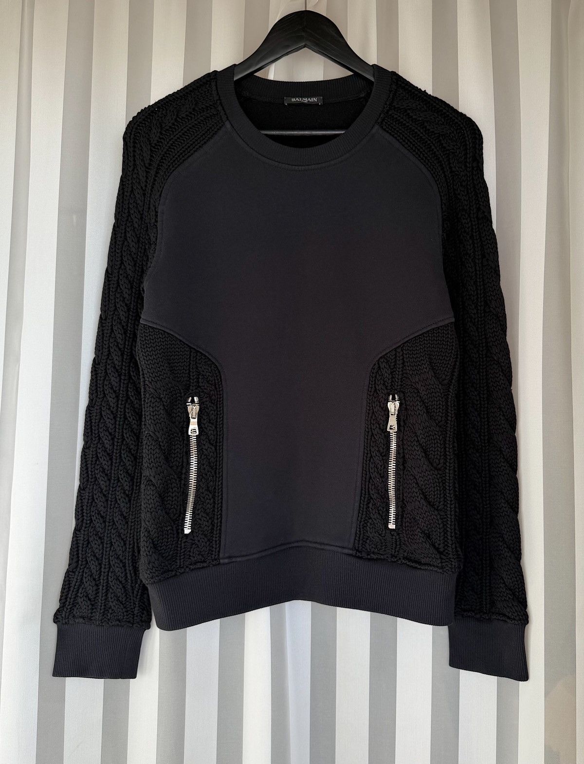 Balmain BALMAIN FW 2014 Army Cabel Knit Zip Sweater Decarnin Black Size US M / EU 48-50 / 2 - 4 Thumbnail
