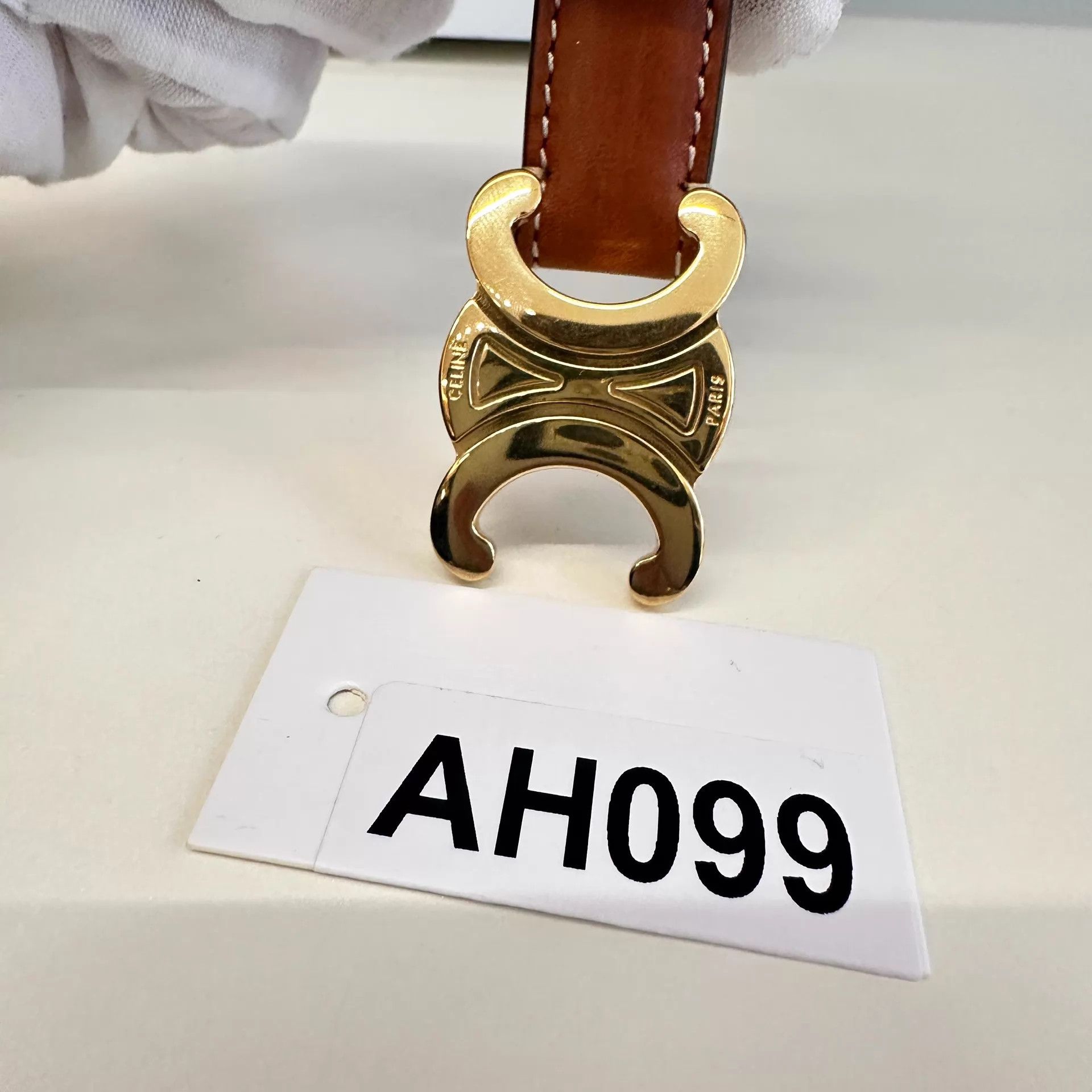 Celine Celine Triomphe Gold Buckle Belt 93x1.5 FS AH099 Size ONE SIZE - 5 Thumbnail