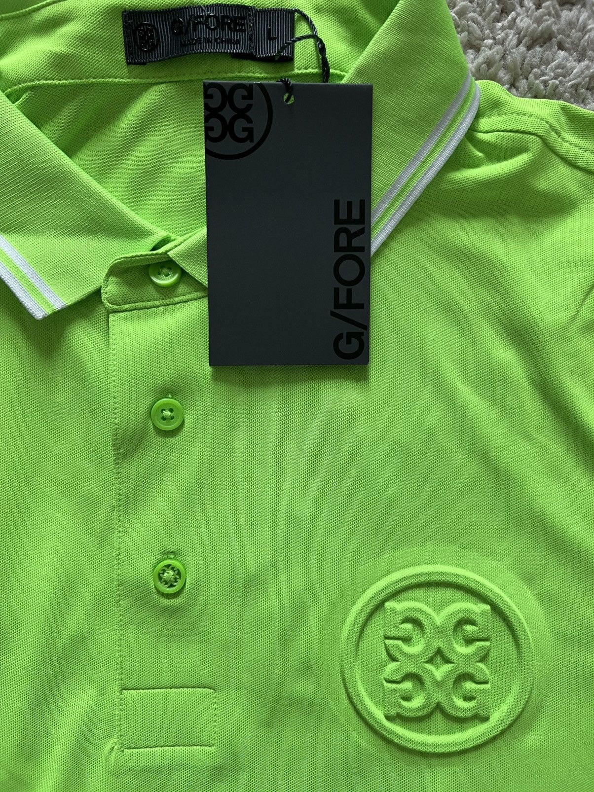 G/FORE G/Fore Embossed Logo Banded Tech Pique Polo Shirt Neon Gecko Size US L / EU 52-54 / 3 - 5 Thumbnail