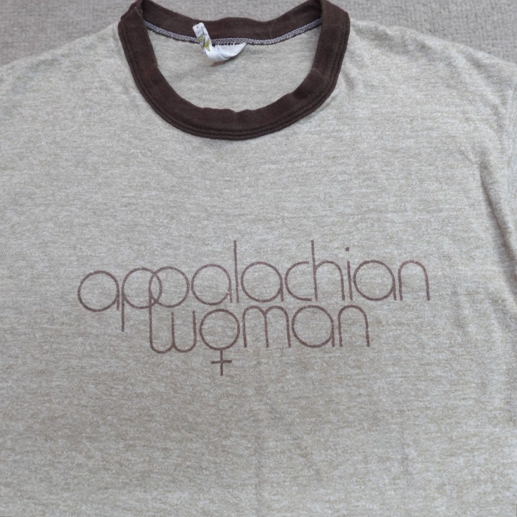Vintage VINTAGE Womens Shirt XL Beige Heather Ringer Appalachian Shirt Crew Neck Short Sleeve Cotton Womens XL Beige Heather Appalachian Size XL / US 12-14 / IT 48-50 - 2 Thumbnail
