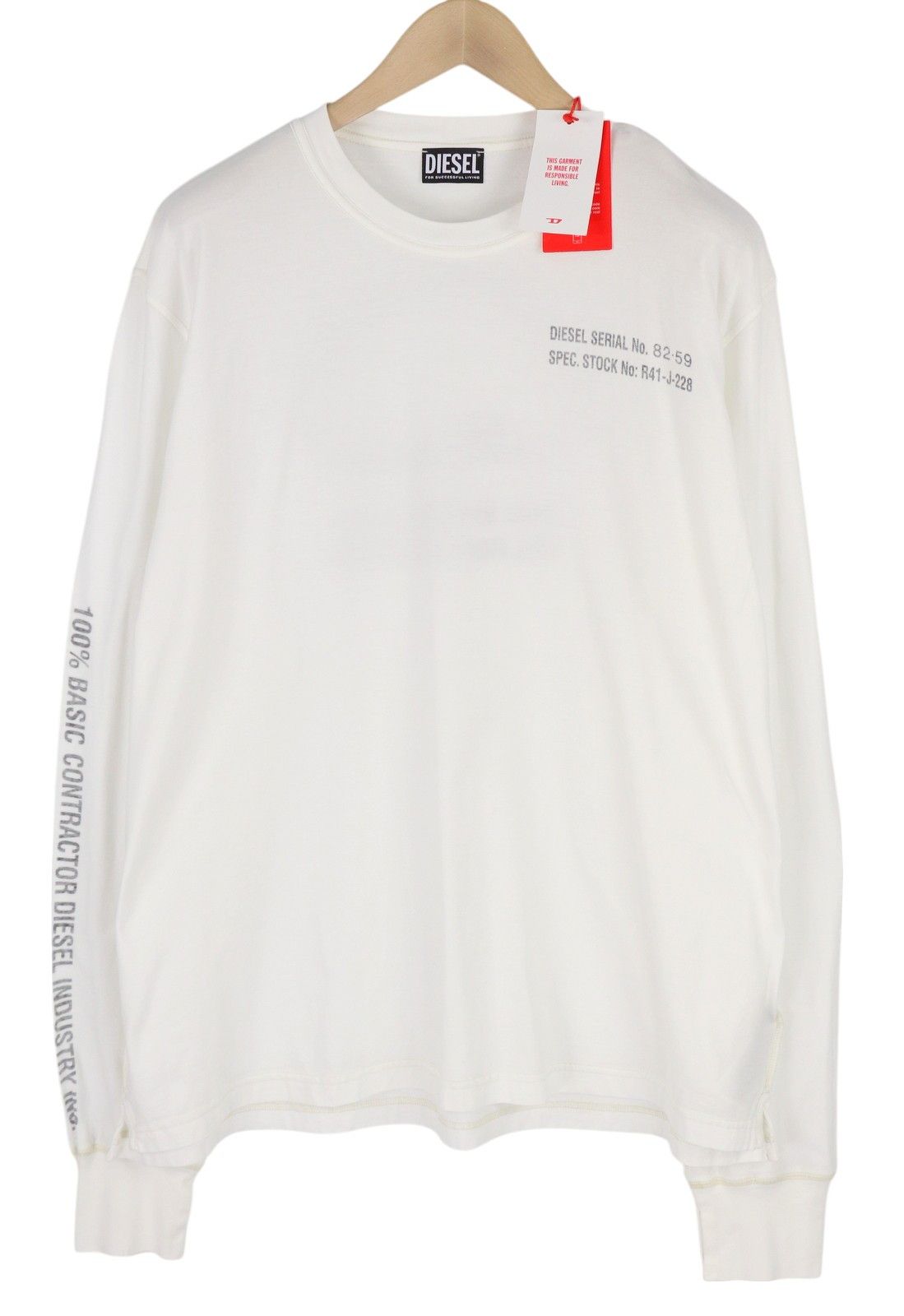 Diesel T-JUBIND-LS-SLITS 2XL White Long Sleeve Crew Tricot 85119 Size US XXL / EU 58 / 5 - 1 Thumbnail