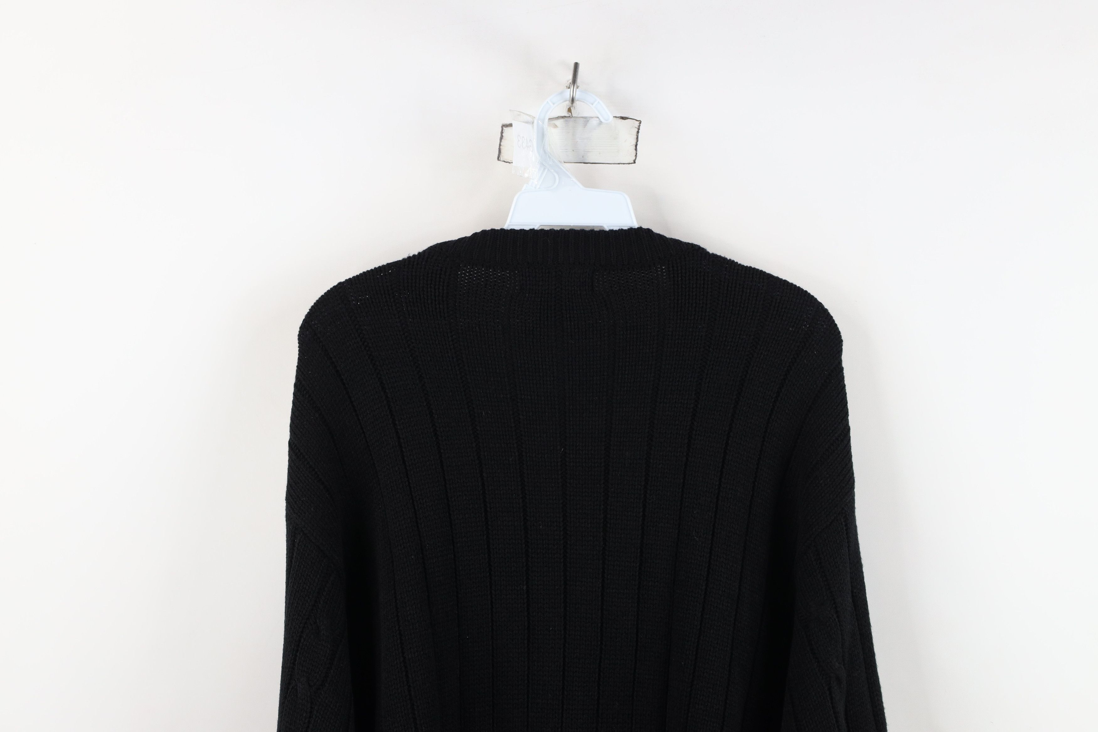 Vintage Vintage 90s Streetwear Cable Knit Cardigan Sweater Black Size US L / EU 52-54 / 3 - 11 Thumbnail