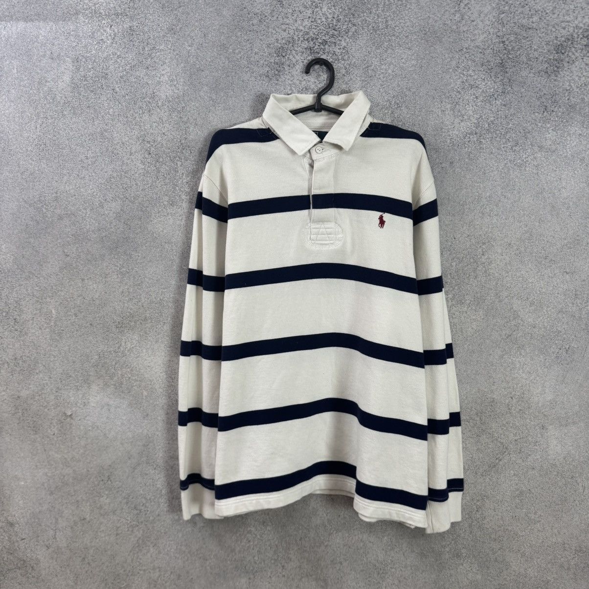 Polo Ralph Lauren Vintage Polo Ralph Lauren Rugby Polo Striped Long Sleeve Size US XL / EU 56 / 4 - 1 Thumbnail