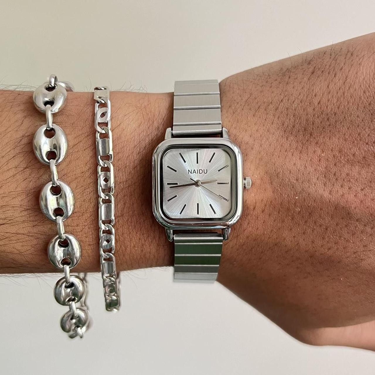 Vintage y2k style square stainless steel luxury watch Size ONE SIZE - 1 Thumbnail