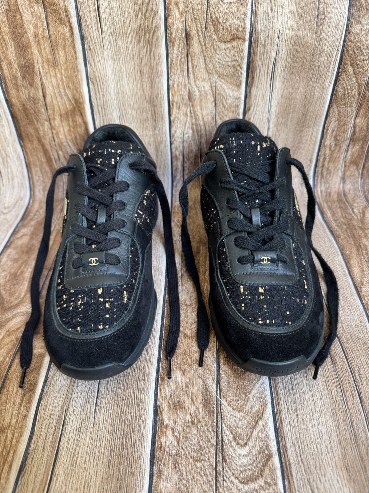 Chanel Suede Cc logo tweed trainers Size US 6 / EU 39 - 7 Thumbnail