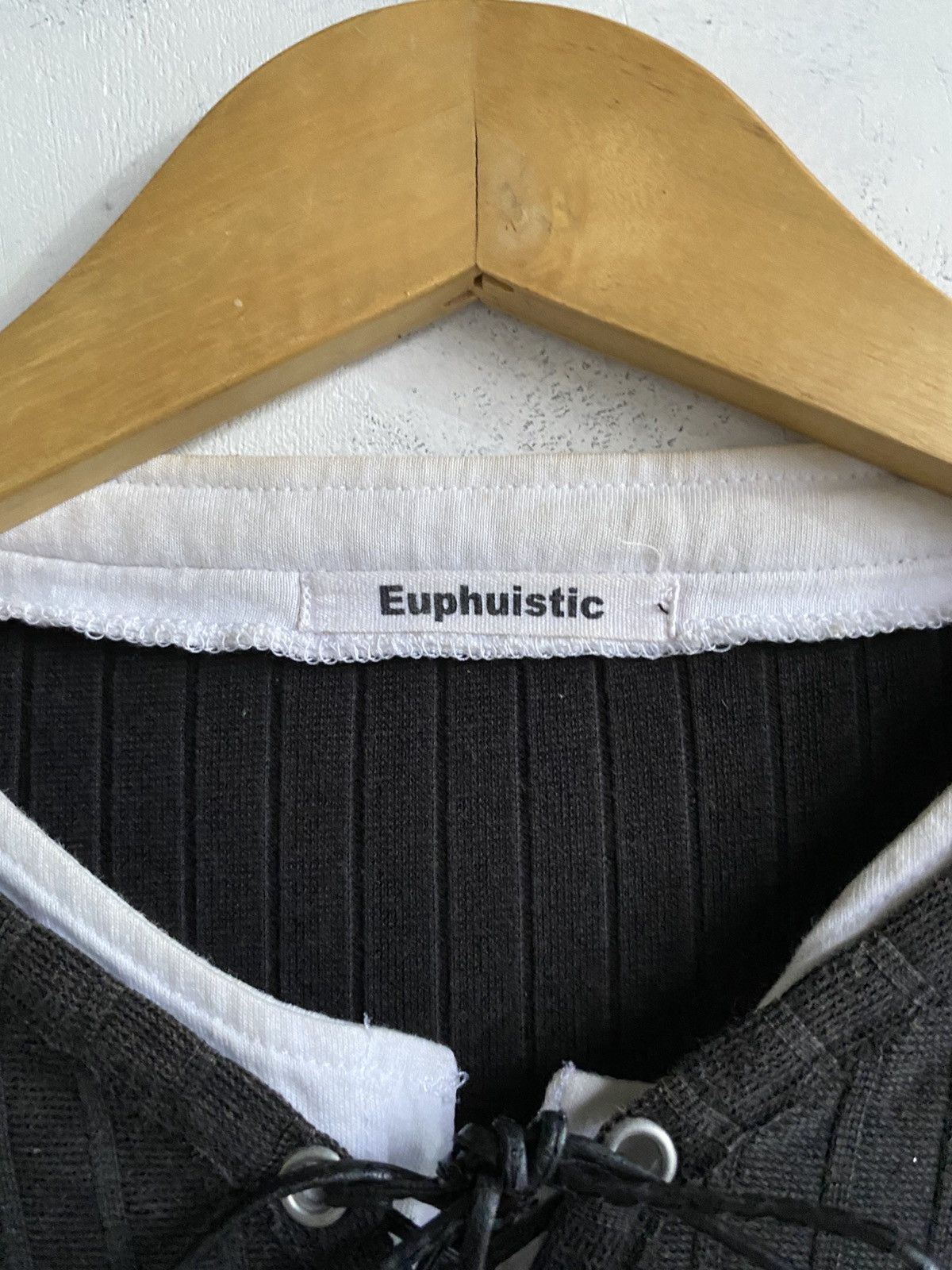 Japanese Brand Euphuistic Lace Up Bondage Ls Shirt y2k Lgb Size US L / EU 52-54 / 3 - 3 Thumbnail