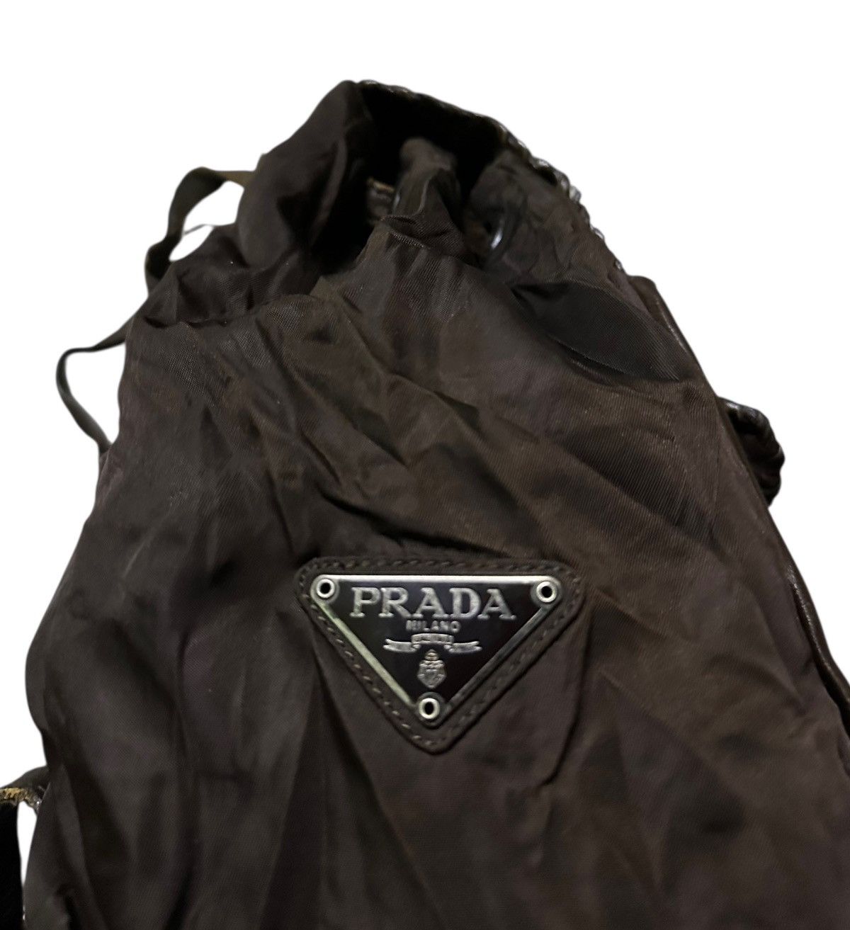 Prada Vintage Prada drawstring backpack nylon leather Size ONE SIZE - 5 Thumbnail