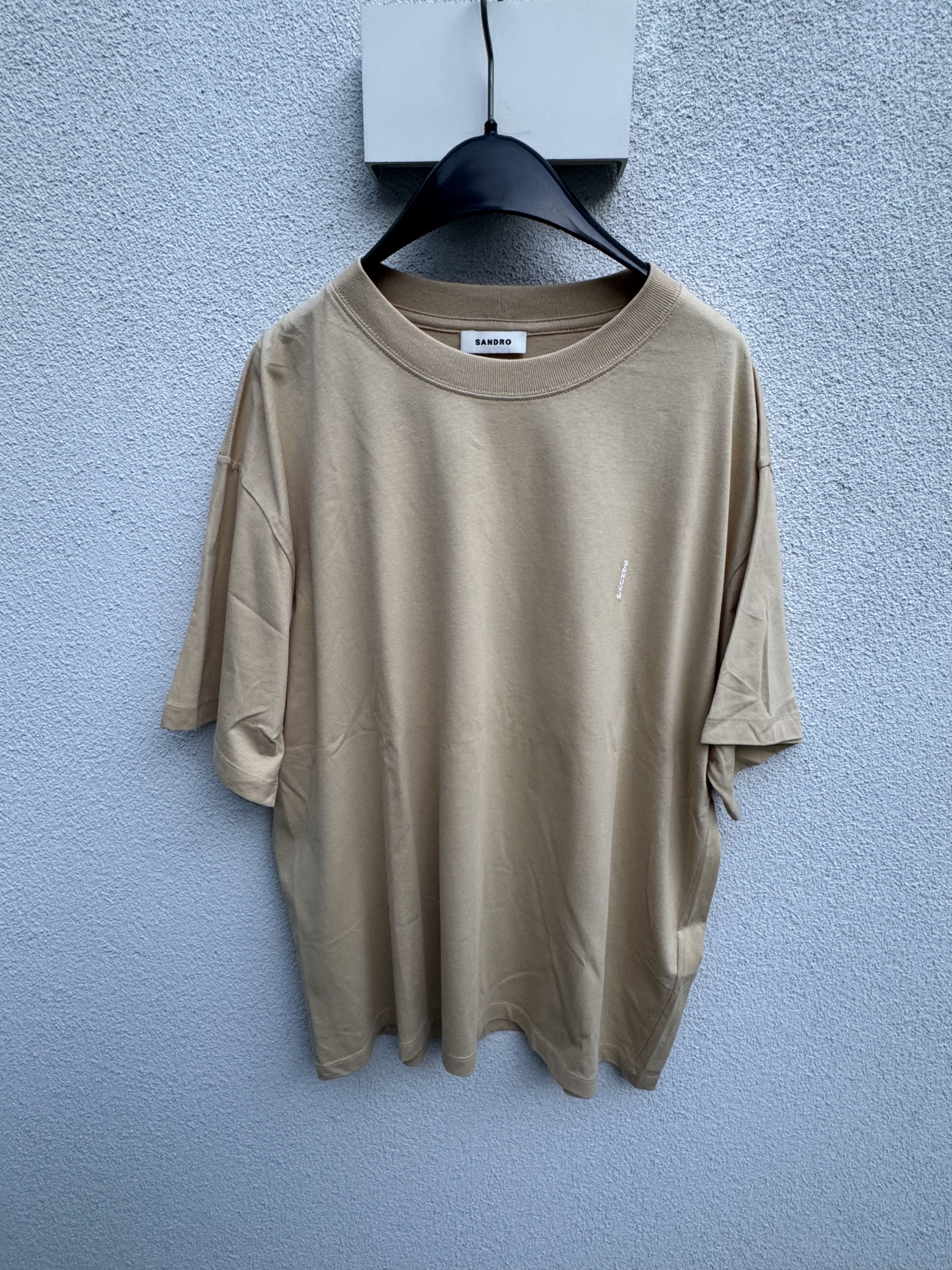 Sandro Thom Men Unisex Moonbeam Beige T-Shirt Cotton Modal Size M Size US M / EU 48-50 / 2 - 1 Thumbnail