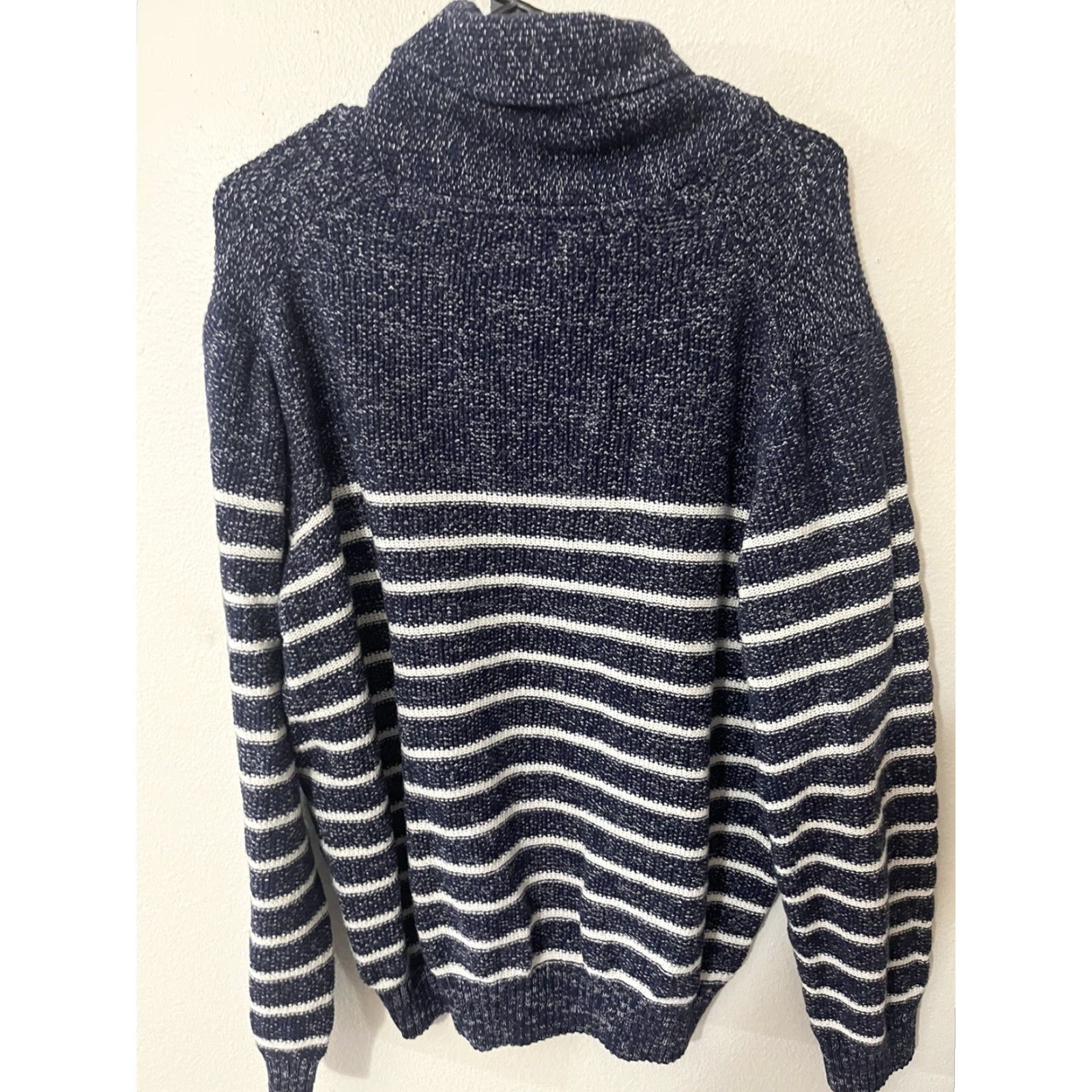 Izod IZOD Sweater Mens XL Peacoat Blue White Stripe Shawl Collar Size US XL / EU 56 / 4 - 2 Thumbnail