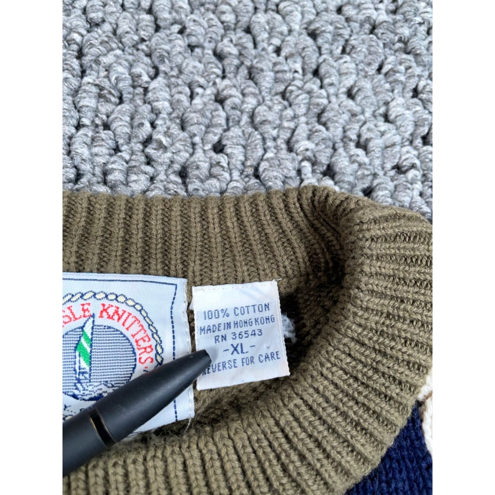 Vintage Vintage VTG 90s Textured Striped Pattern Sweater Adult Large (XL Tag) Green Blue Cotton Size US L / EU 52-54 / 3 - 3 Thumbnail