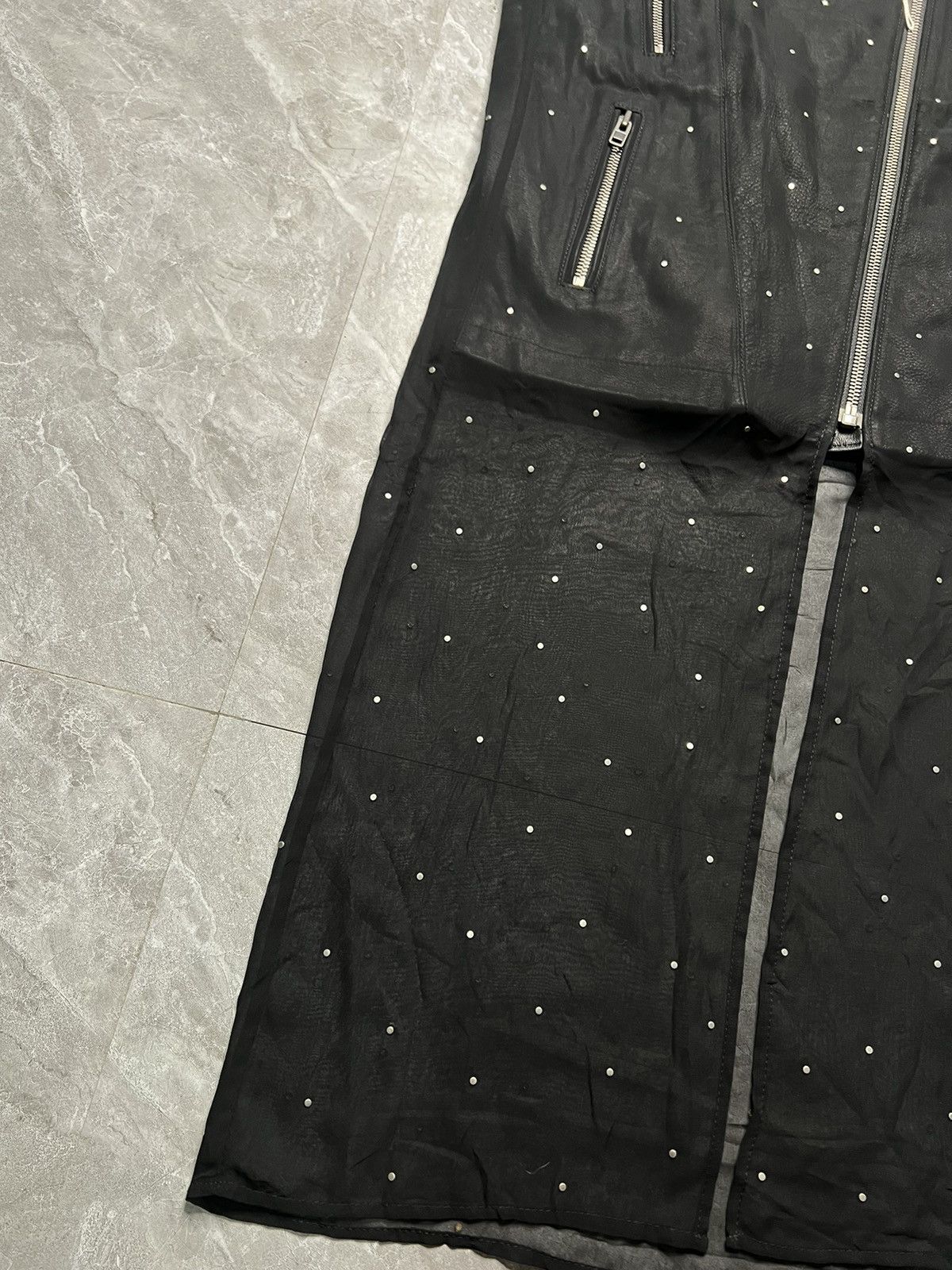 Maison Margiela MMM Line 1 Resort 2012 Biker Jacket W/ Studded Sheer Overlay Size XS / US 0-2 / IT 36-38 - 5 Thumbnail