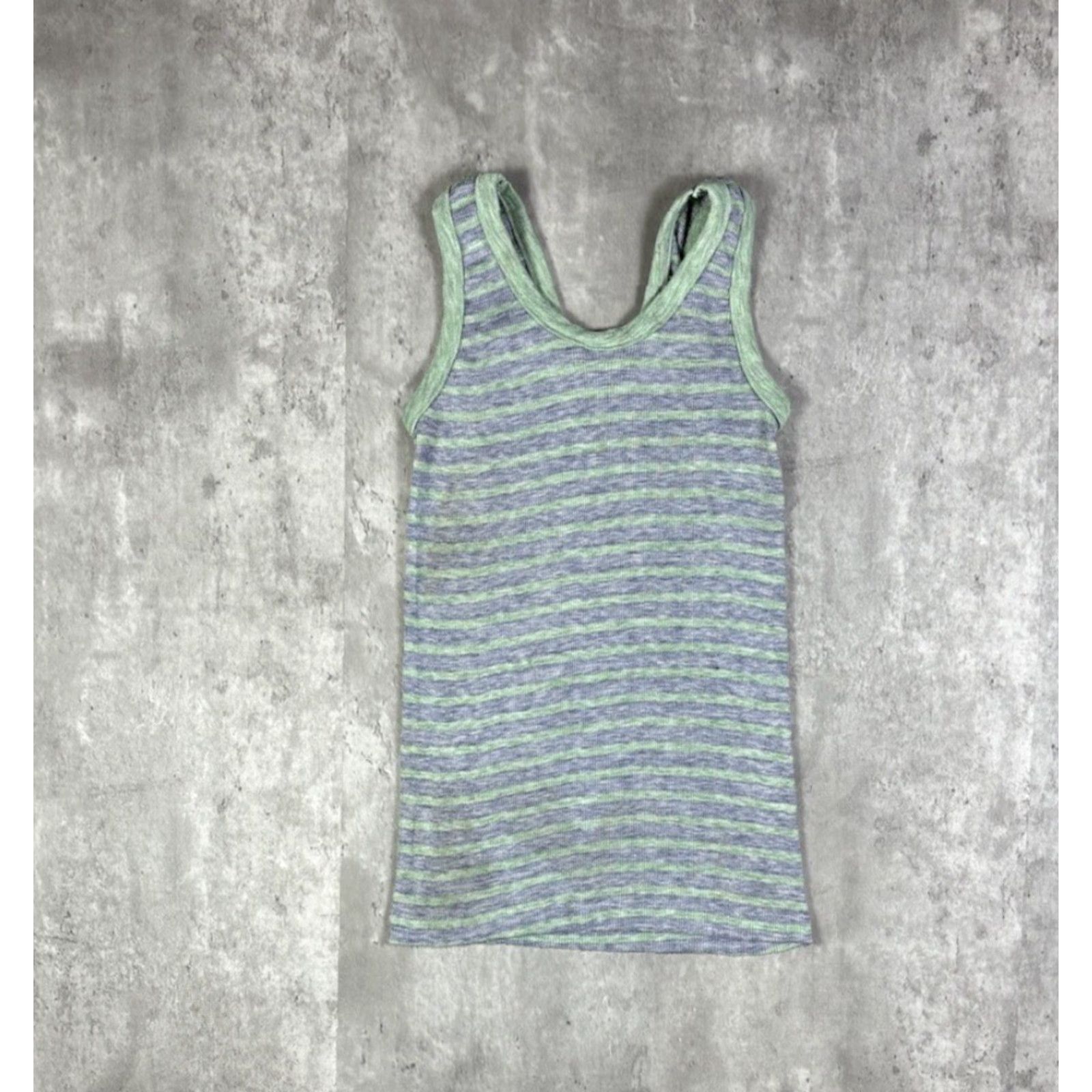 Hanes VINTAGE Hanes Striped Tank Top Shirt Womens S Blue 70s Casual Tank Sleeveless Round Neck/ Breathable Knit Polyester Size S / US 4 / IT 40 - 6 Thumbnail