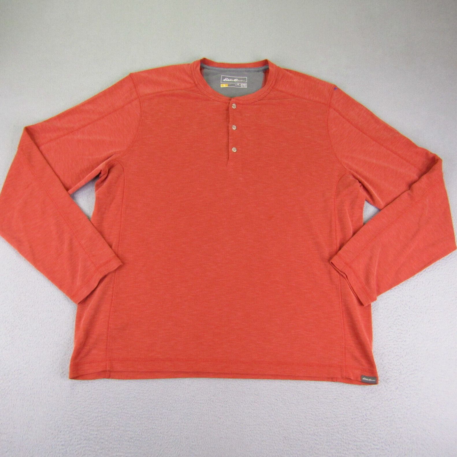 Vintage Eddie Bauer Shirt Mens Large Orange 90s Short Sleeve Button Outdoor