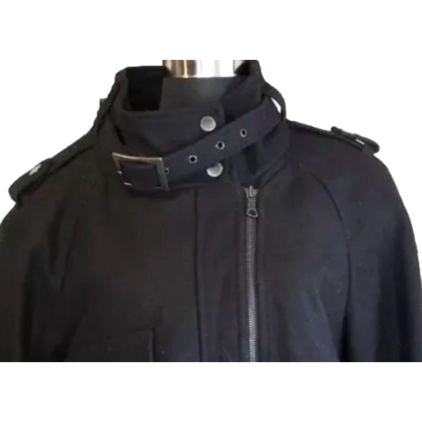 Soft Surroundings Wool Moto Jacket Full Zip Coat Women Black M