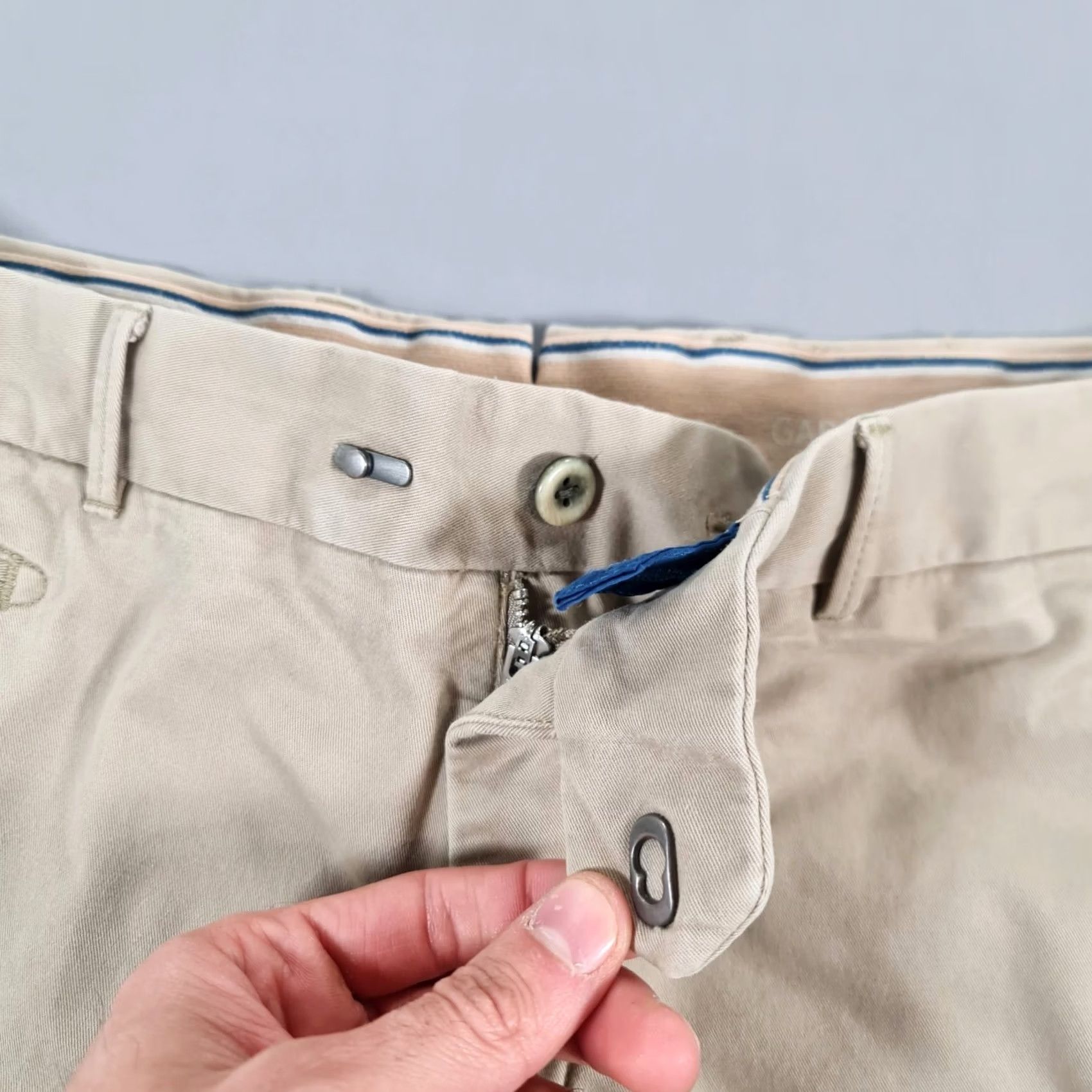 Ermenegildo Zegna Zegna Mens Chino Trousers Beige W36 L25 Regular Fit Cotton Stretch Pants Size US 36 / EU 52 - 3 Thumbnail