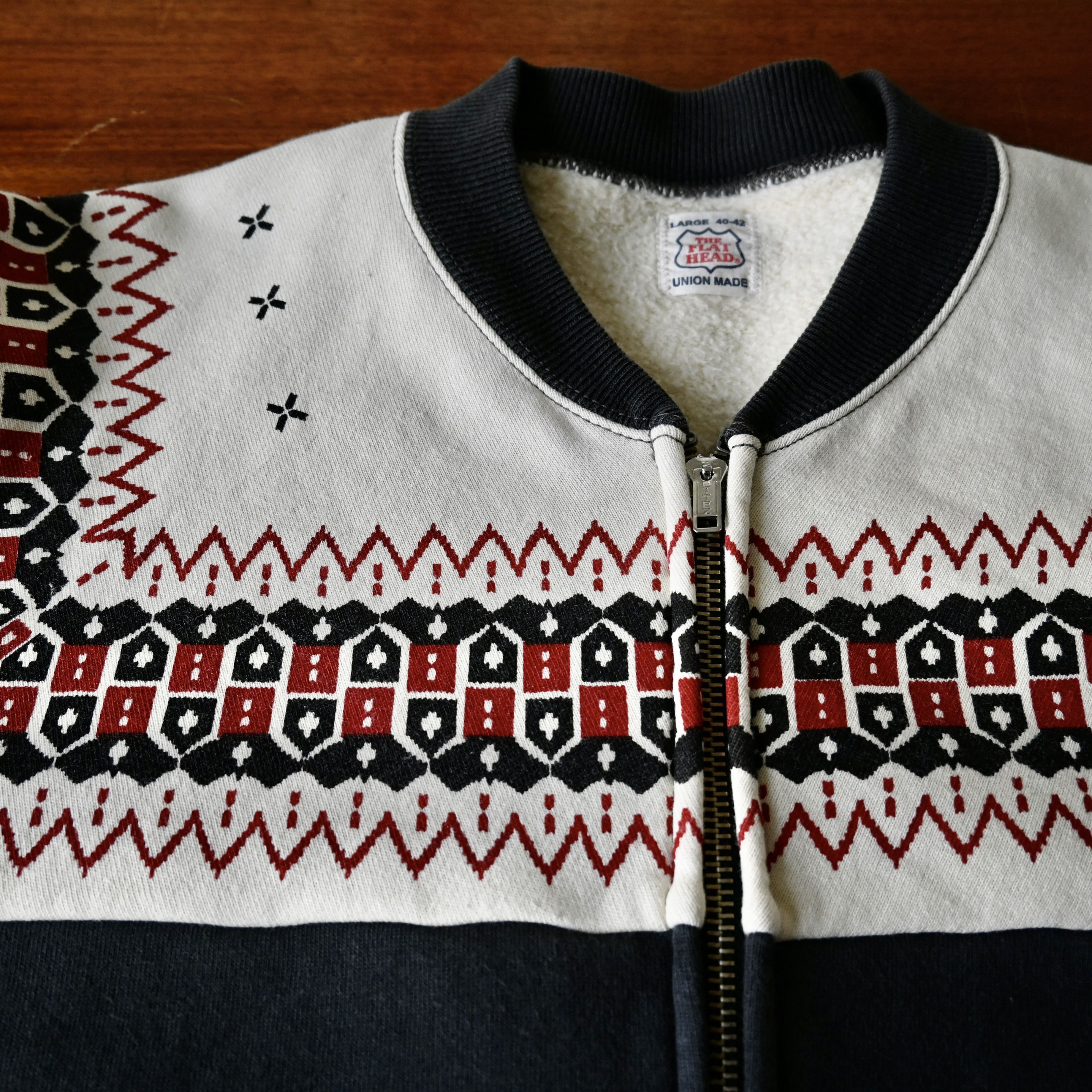 The Flat Head THE FLAT HEAD loopwheeled zip up sweatshirt, snow patterned Size US L / EU 52-54 / 3 - 11 Thumbnail