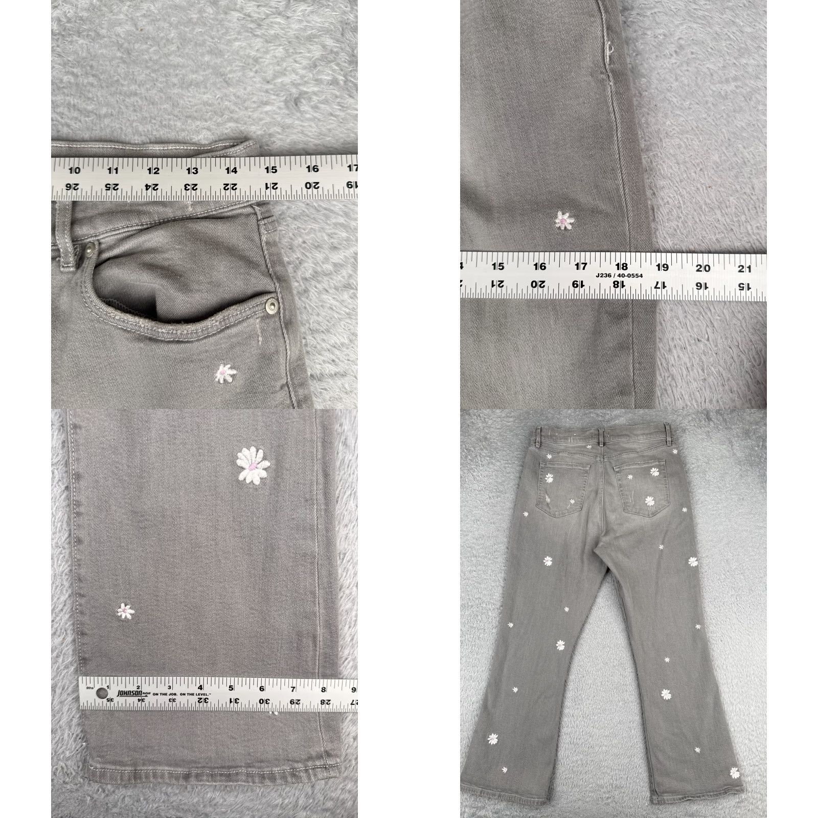 Loft Loft Jeans Women 10 Gray Embroidered Floral Bootcut High Rise Cotton 30x26 Denim Jeans Womens Size 32" / US 10 / IT 46 - 9 Thumbnail