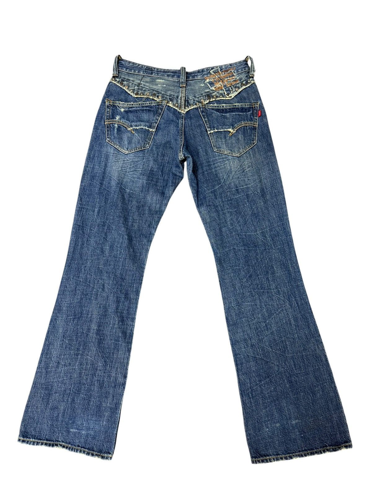 Japanese Brand Flare Jeans Bartack Distress Boot Cut amiri lgb dior 3🟦5 Size US 31 - 11 Thumbnail