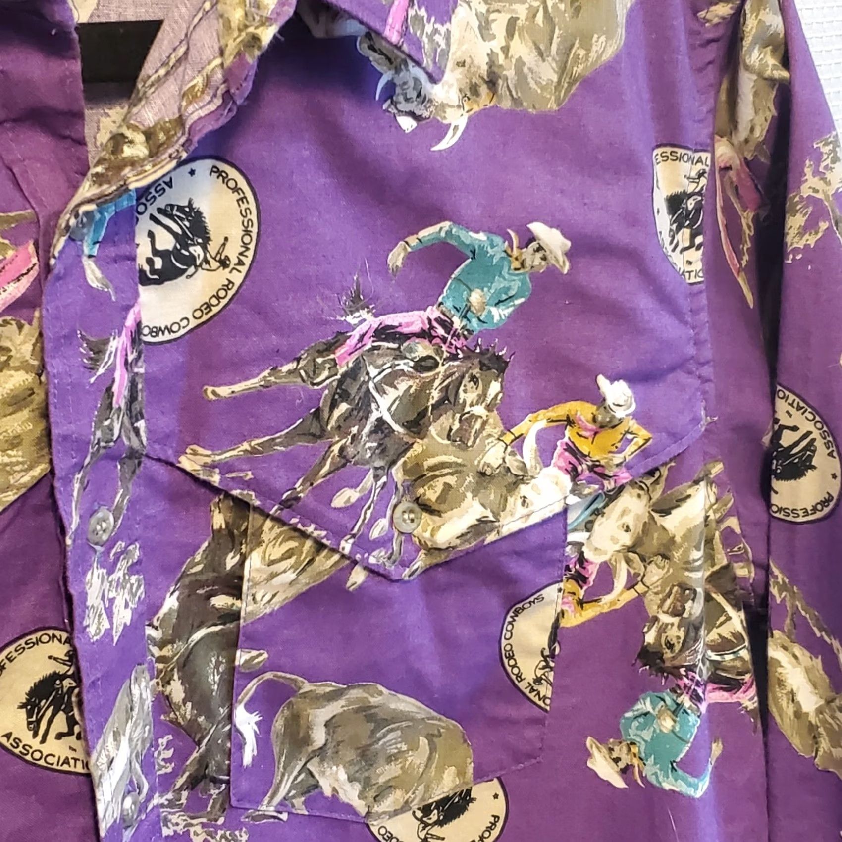 Wrangler Vintage Wrangler Mens XL Cowboy Cut Pro Rodeo Print Button Up Purple Shirt Size US XL / EU 56 / 4 - 7 Thumbnail