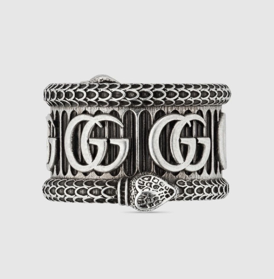 Gucci Gucci Silver Marmont Snake Ring with Double G AG925 Size ONE SIZE - 1 Thumbnail