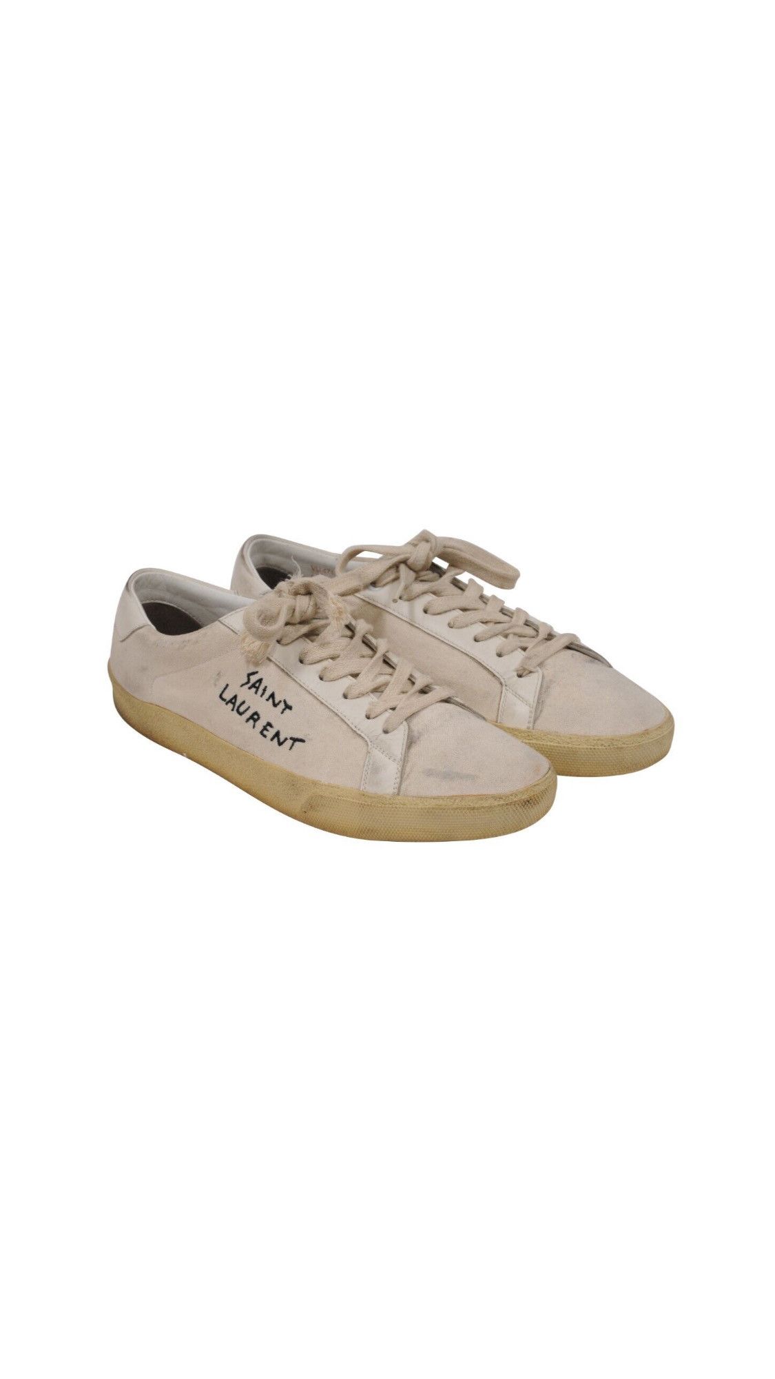 image of Saint Laurent Paris Court Classic Sneakers Beige White - 01932, Men's (Size 8)