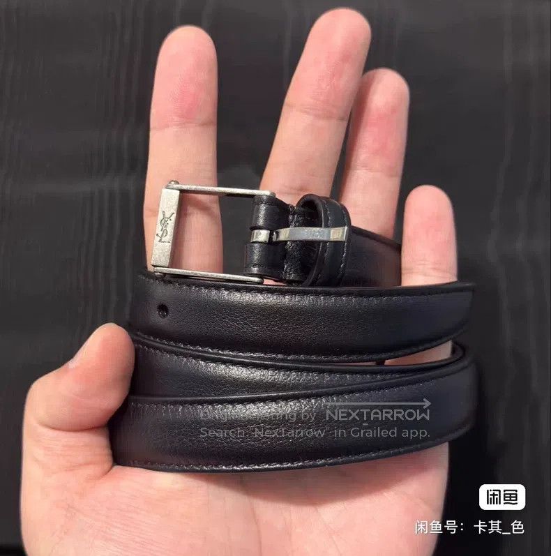 Saint Laurent Paris Saint Laurent Paris size 75 Black and Silver Logo Belt Size ONE SIZE - 1 Thumbnail